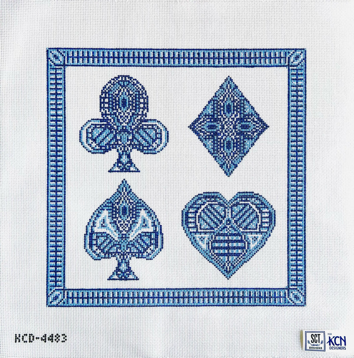 Blue Suits Square Pillow August Trunk Show-Needlepoint Canvas-KCN Designers-The Pepper Pot Barrington, IL