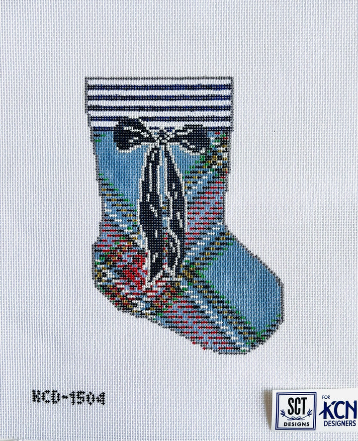 Blue Tartan Mini Sock Canvas August Trunk Show-Needlepoint Canvas-KCN Designers-The Pepper Pot Barrington, IL
