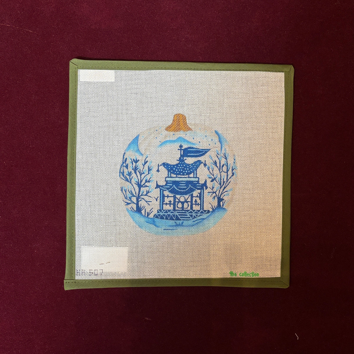 Blue/White Pumpkin Pagoda-Needlepoint Canvas-The Collection Designs-The Pepper Pot Barrington, IL