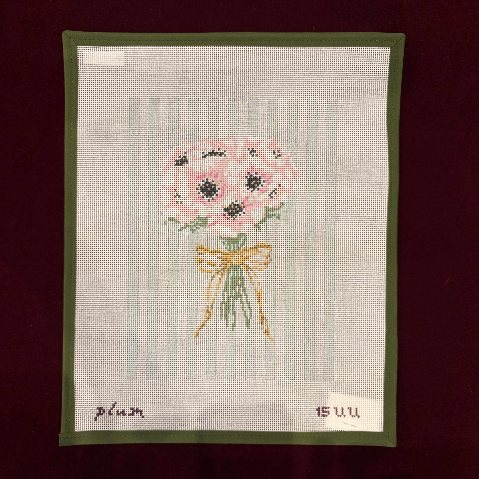 Blushing Bouquet-Needlepoint Canvas-Plum Stitchery-The Pepper Pot Barrington, IL