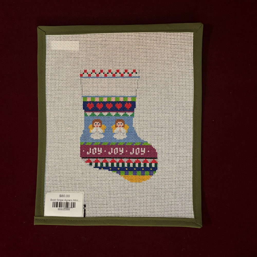 Bold Stripe Angels Mini Stocking-Needlepoint Canvas-Susan Roberts-The Pepper Pot Barrington, IL