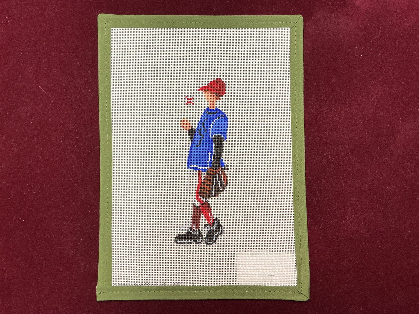 Boy Baseball Player-Needlepoint Canvas-Patti Mann-The Pepper Pot Barrington, IL