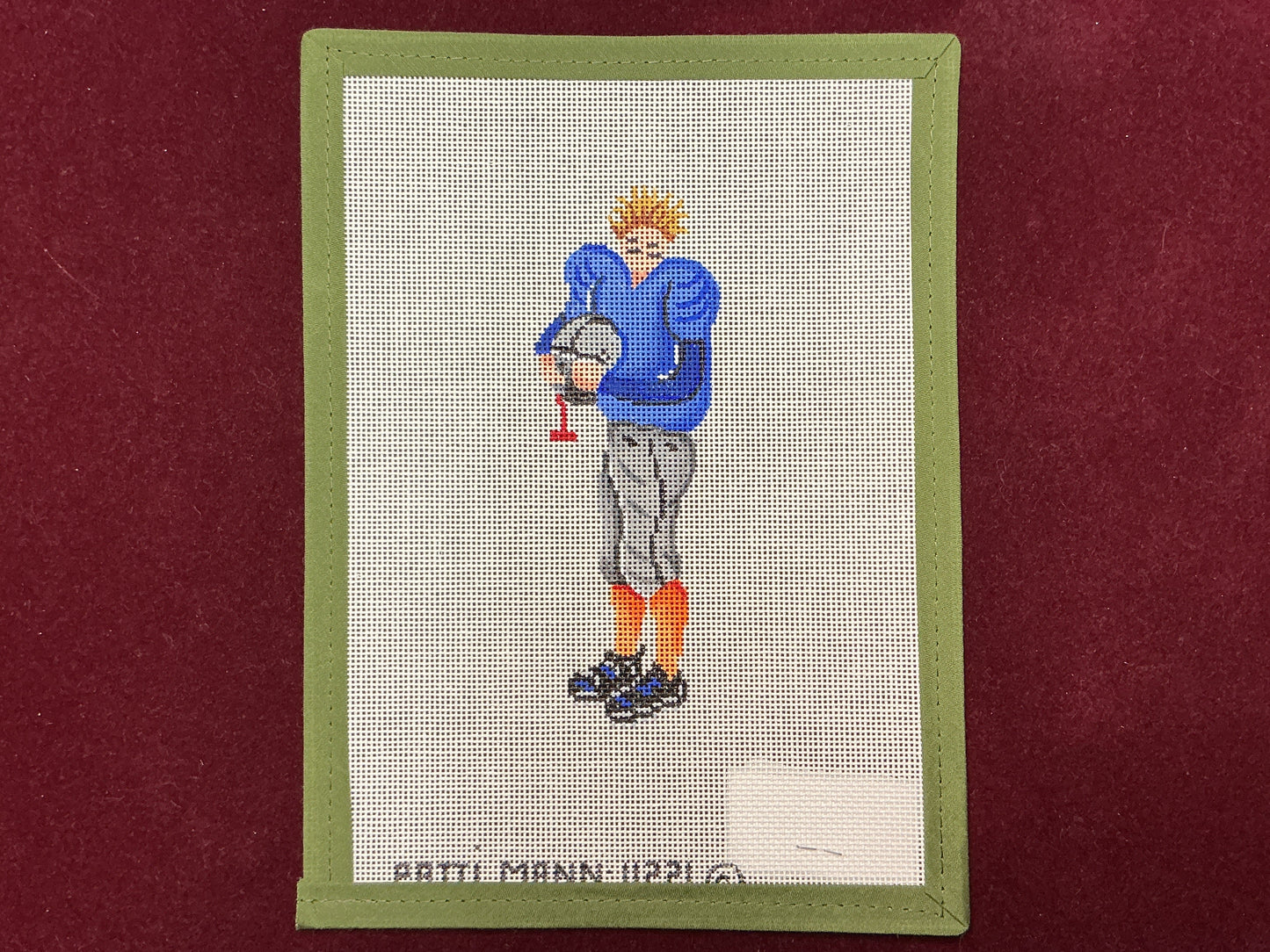 Boy Football Player-Needlepoint Canvas-Patti Mann-The Pepper Pot Barrington, IL