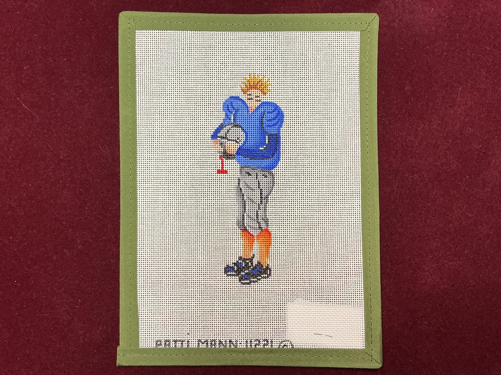 Boy Football Player-Needlepoint Canvas-Patti Mann-The Pepper Pot Barrington, IL