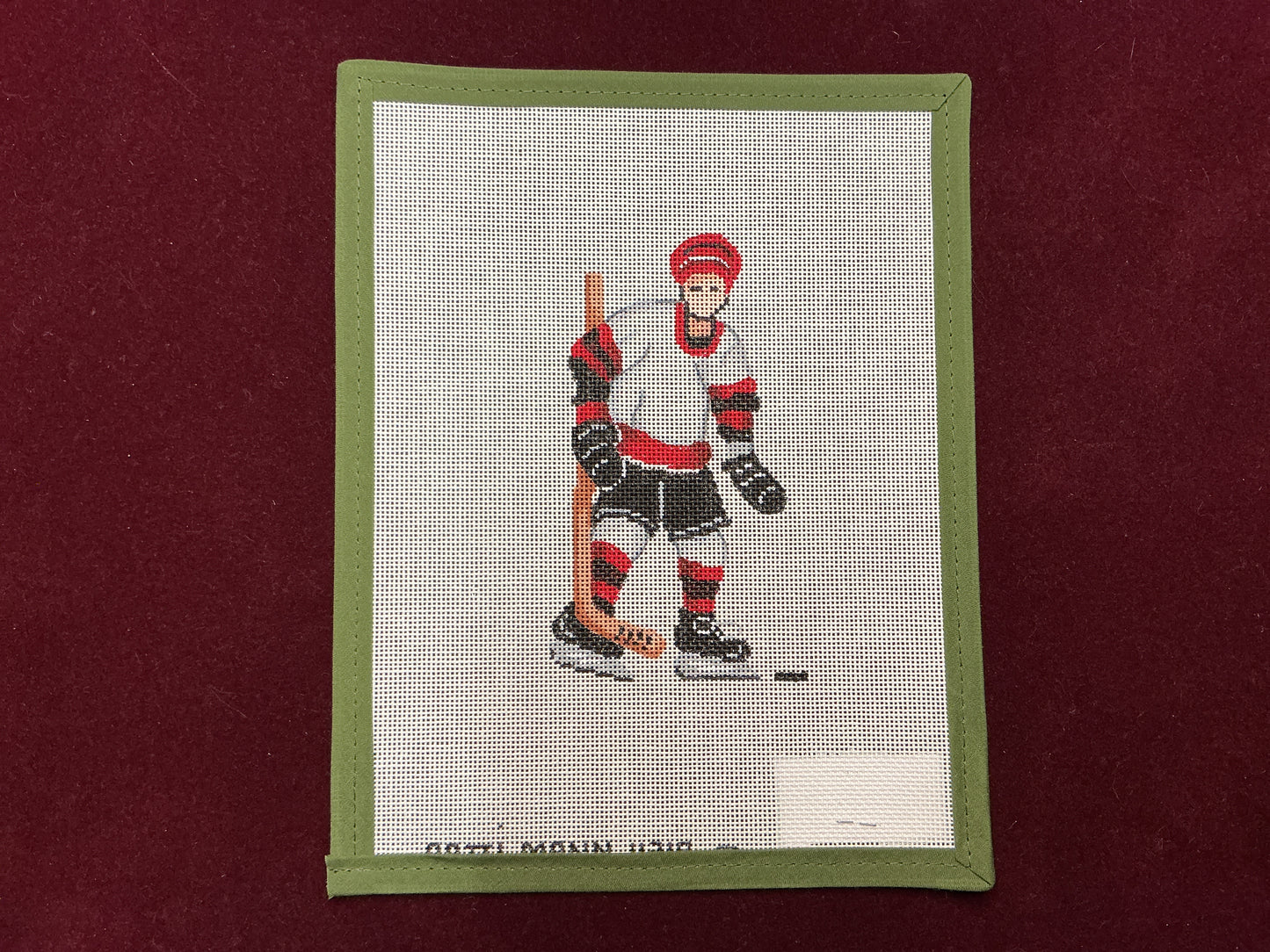 Boy Ice Hockey Player-Needlepoint Canvas-Patti Mann-The Pepper Pot Barrington, IL