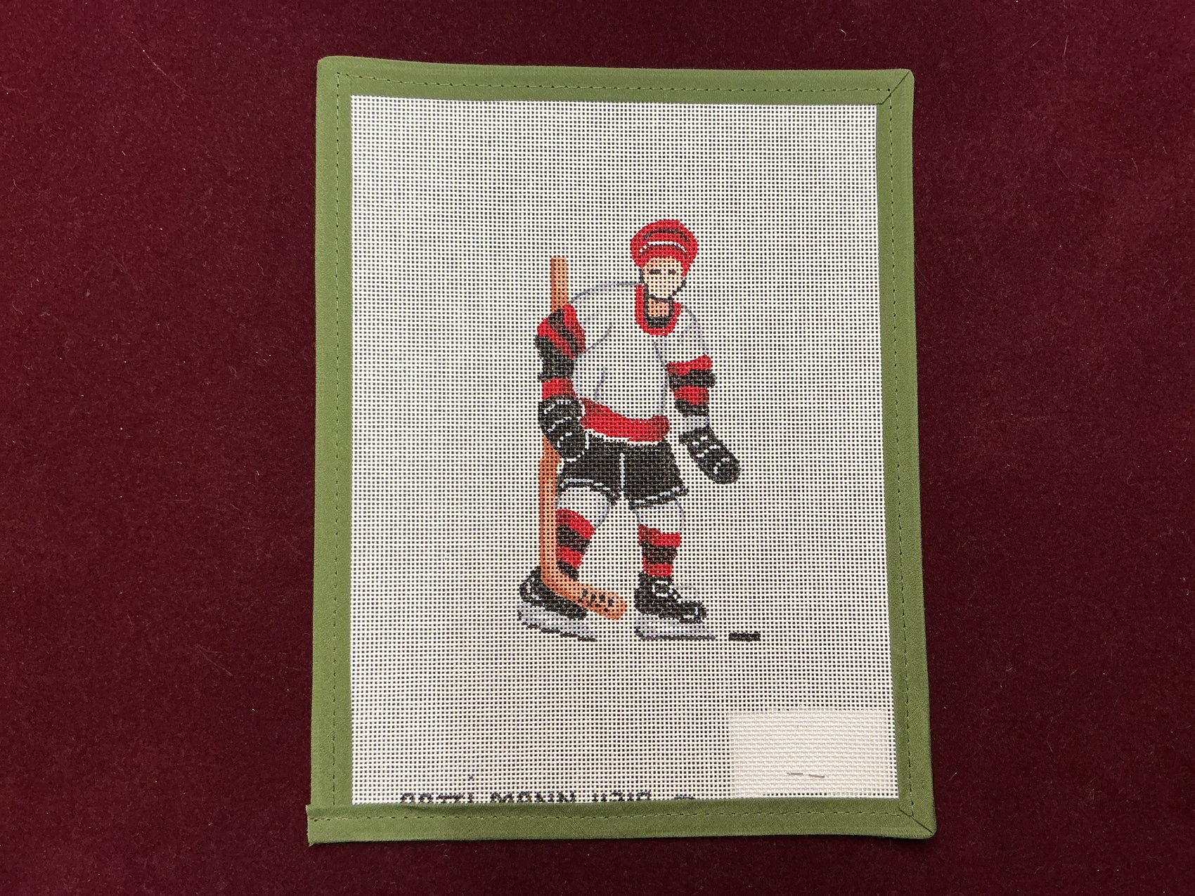 Boy Ice Hockey Player-Needlepoint Canvas-Patti Mann-The Pepper Pot Barrington, IL