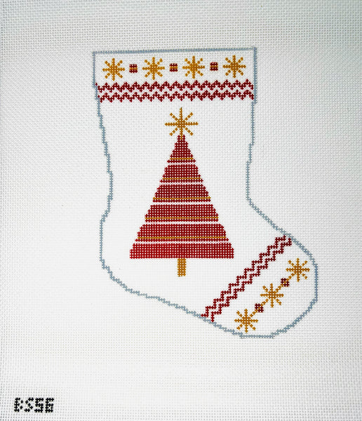 Brightly Shining Tree Ornament Sized Stocking August Trunk Show-Needlepoint Canvas-KCN Designers-The Pepper Pot Barrington, IL