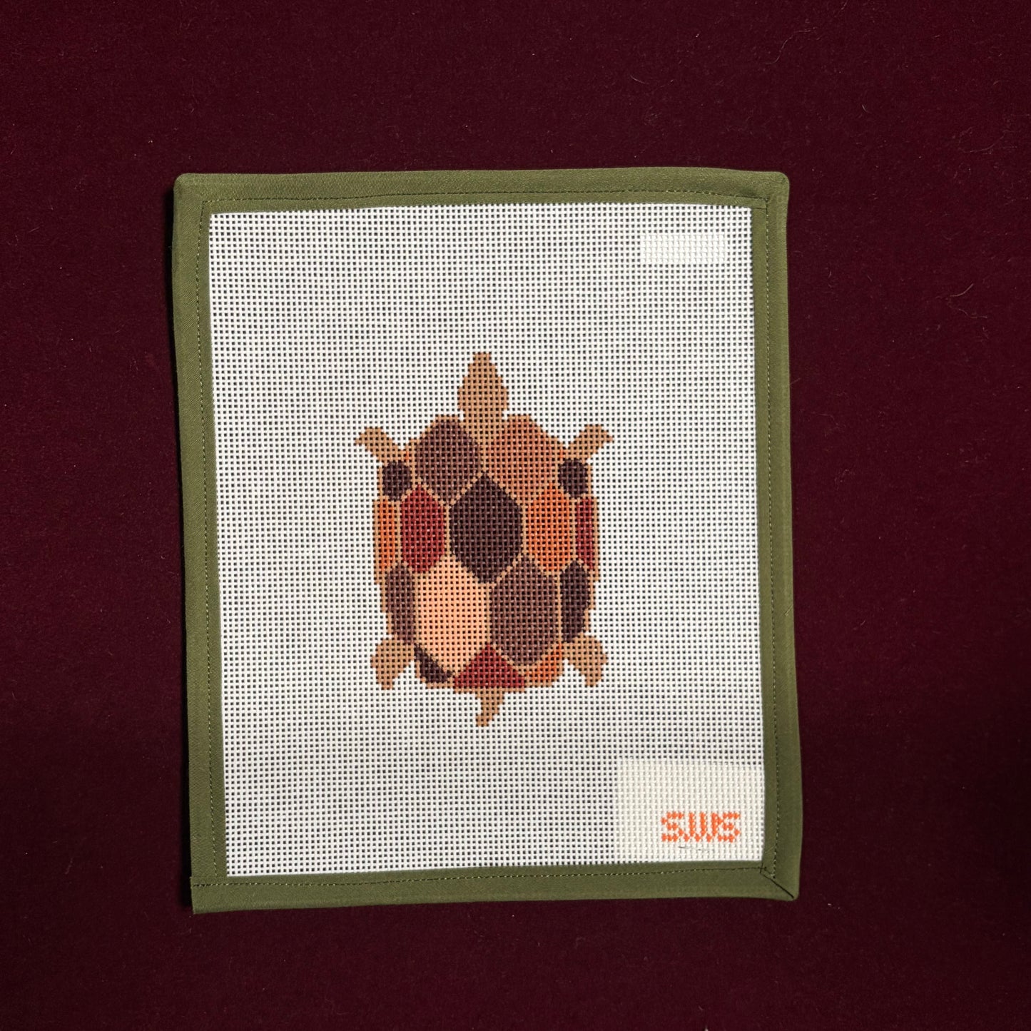 Brown Turtle-Canvas-Stitching with Stacey-The Pepper Pot