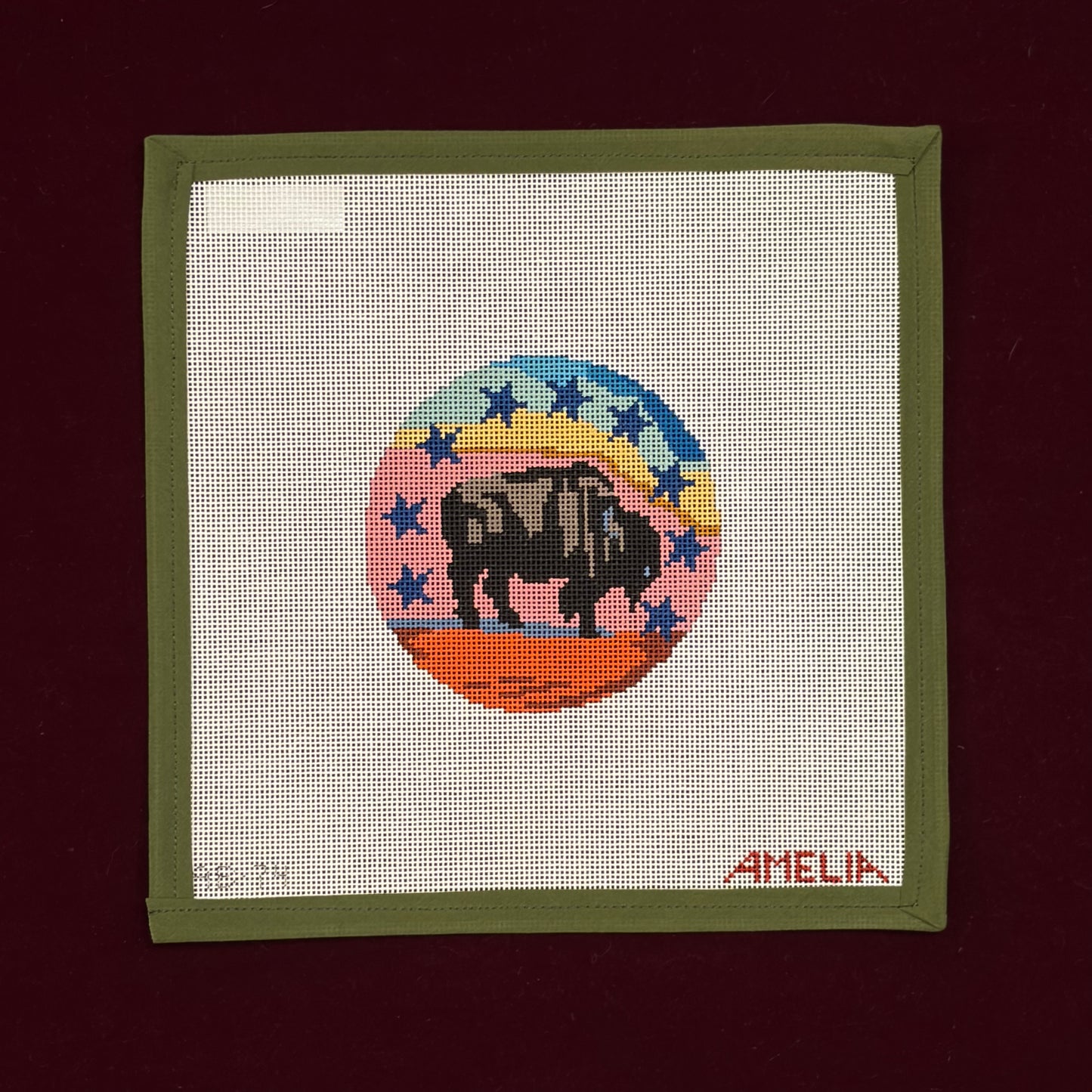 Buffalo Round-Canvas-The Gingham Stitchery-The Pepper Pot