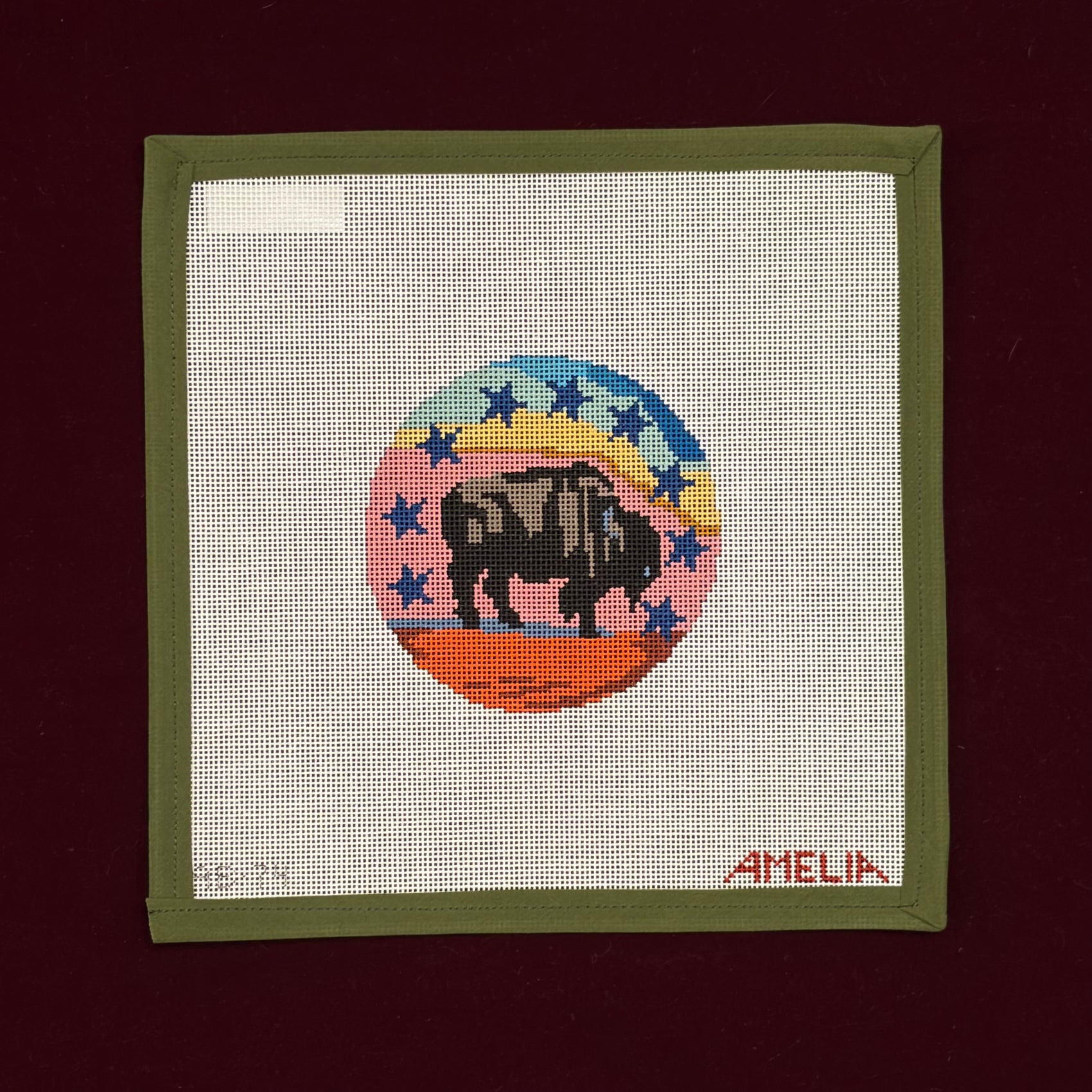 Buffalo Round-Canvas-The Gingham Stitchery-The Pepper Pot