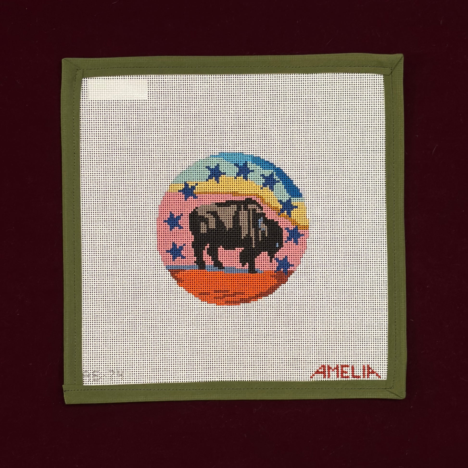 Buffalo Round-Canvas-The Gingham Stitchery-The Pepper Pot
