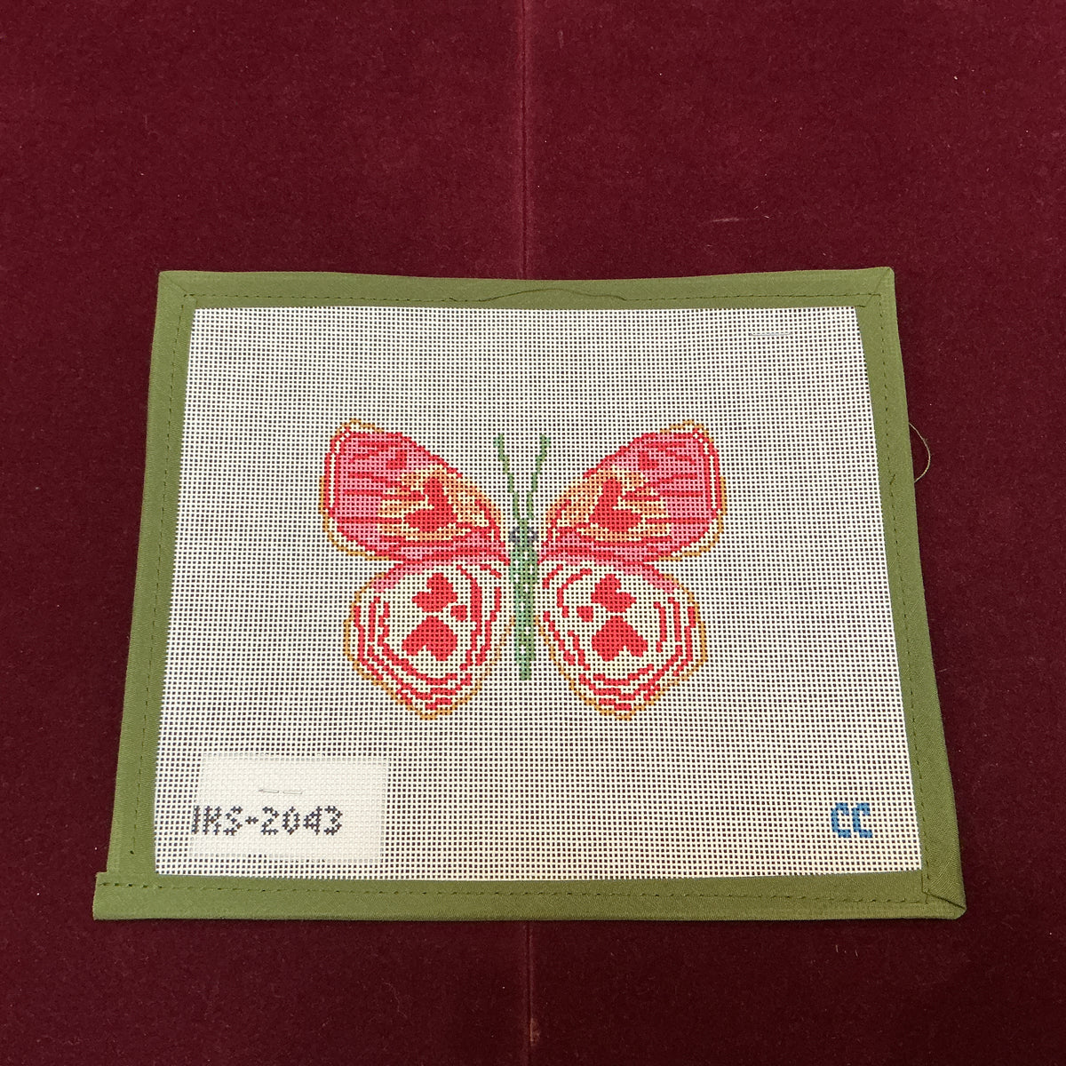 Butterfly Ornament, Valentine-Needlepoint Canvas-Initial K Studio-The Pepper Pot Barrington, IL