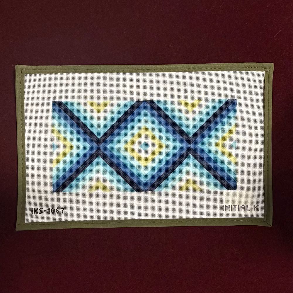 Cabana Lumbar Pillow-Needlepoint Canvas-Initial K-The Pepper Pot Barrington, IL