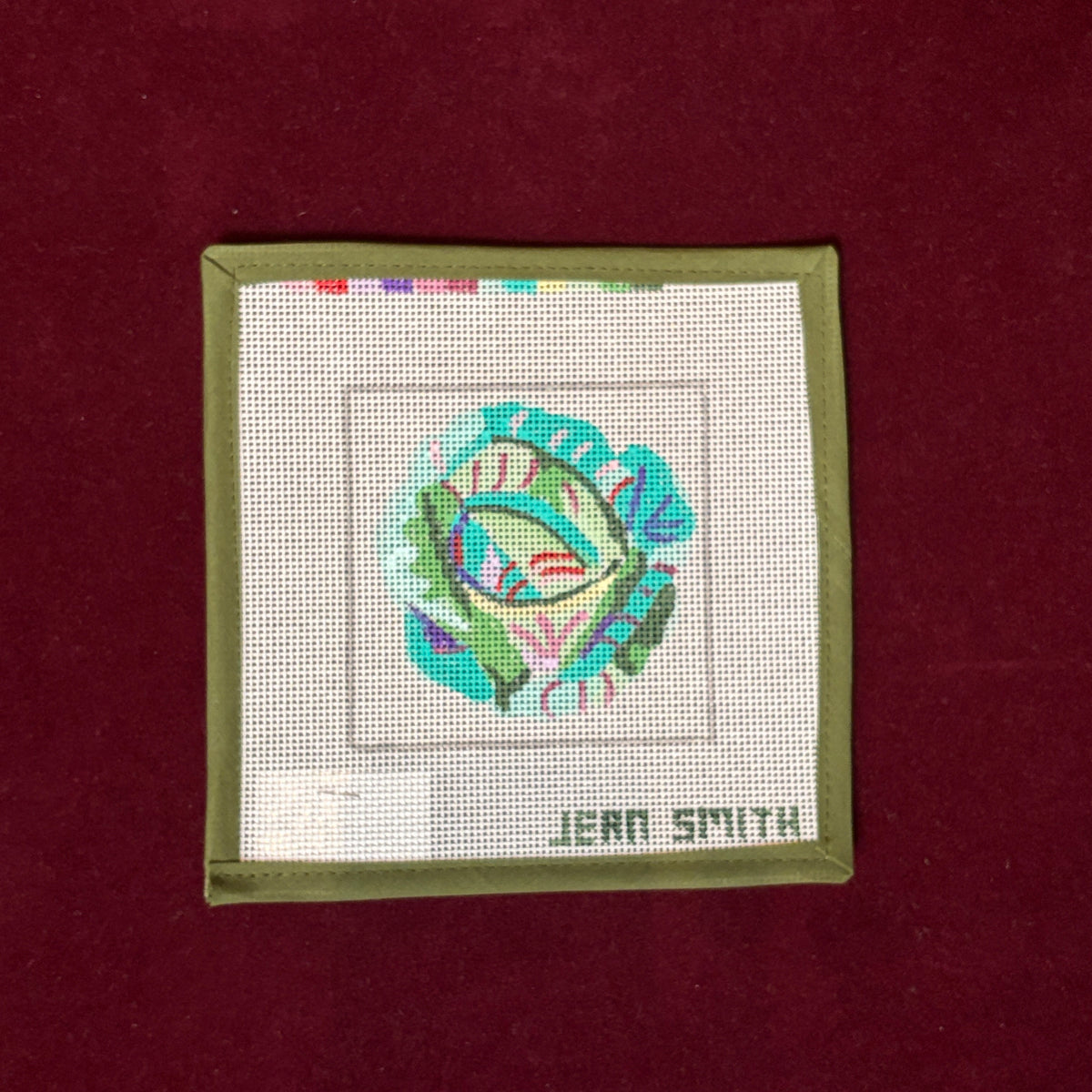 Cabbage Coaster-Needlepoint Canvas-Jean Smith-The Pepper Pot Barrington, IL