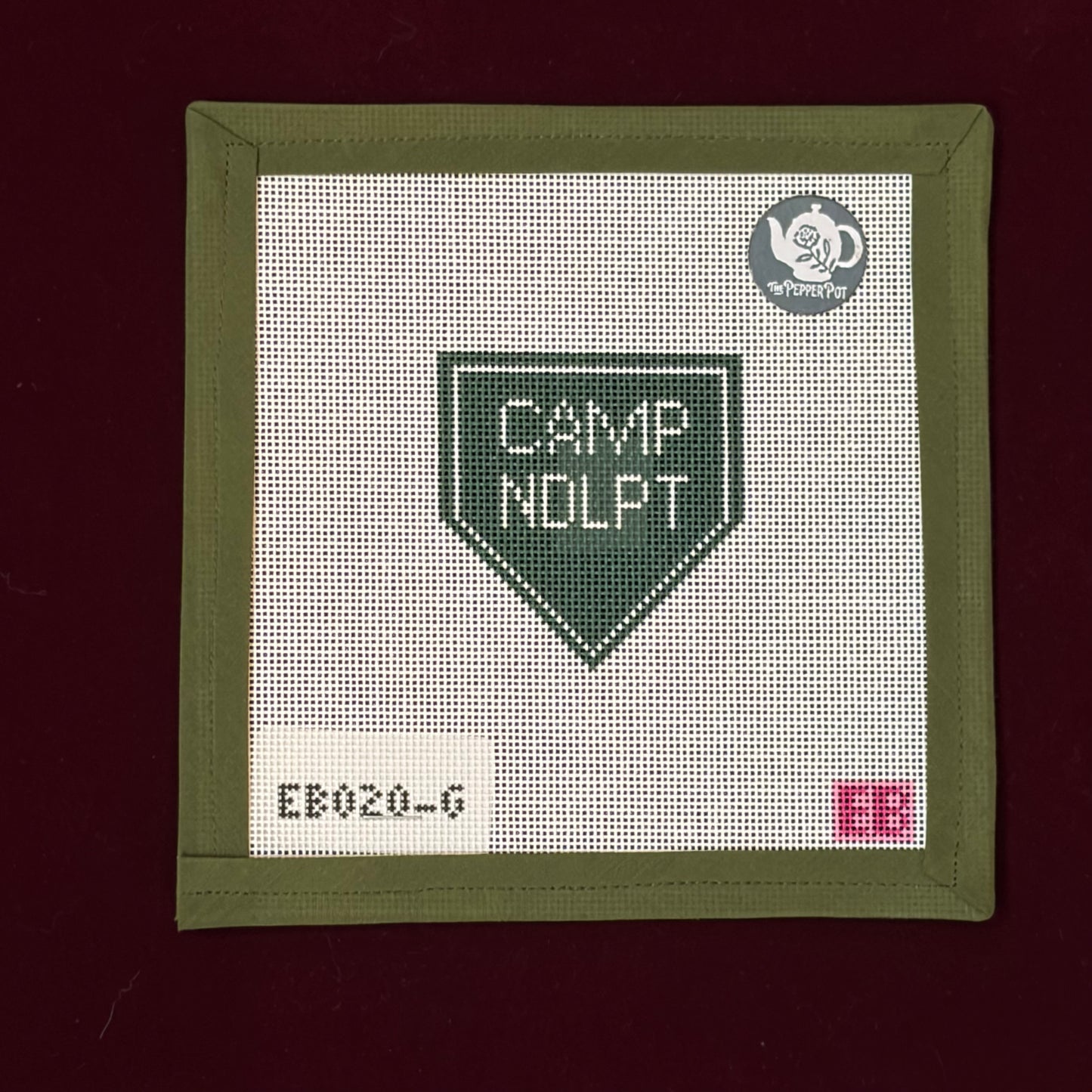 Camp Needlepoint Green Charm-Canvas-Elizabeth Brooke-The Pepper Pot
