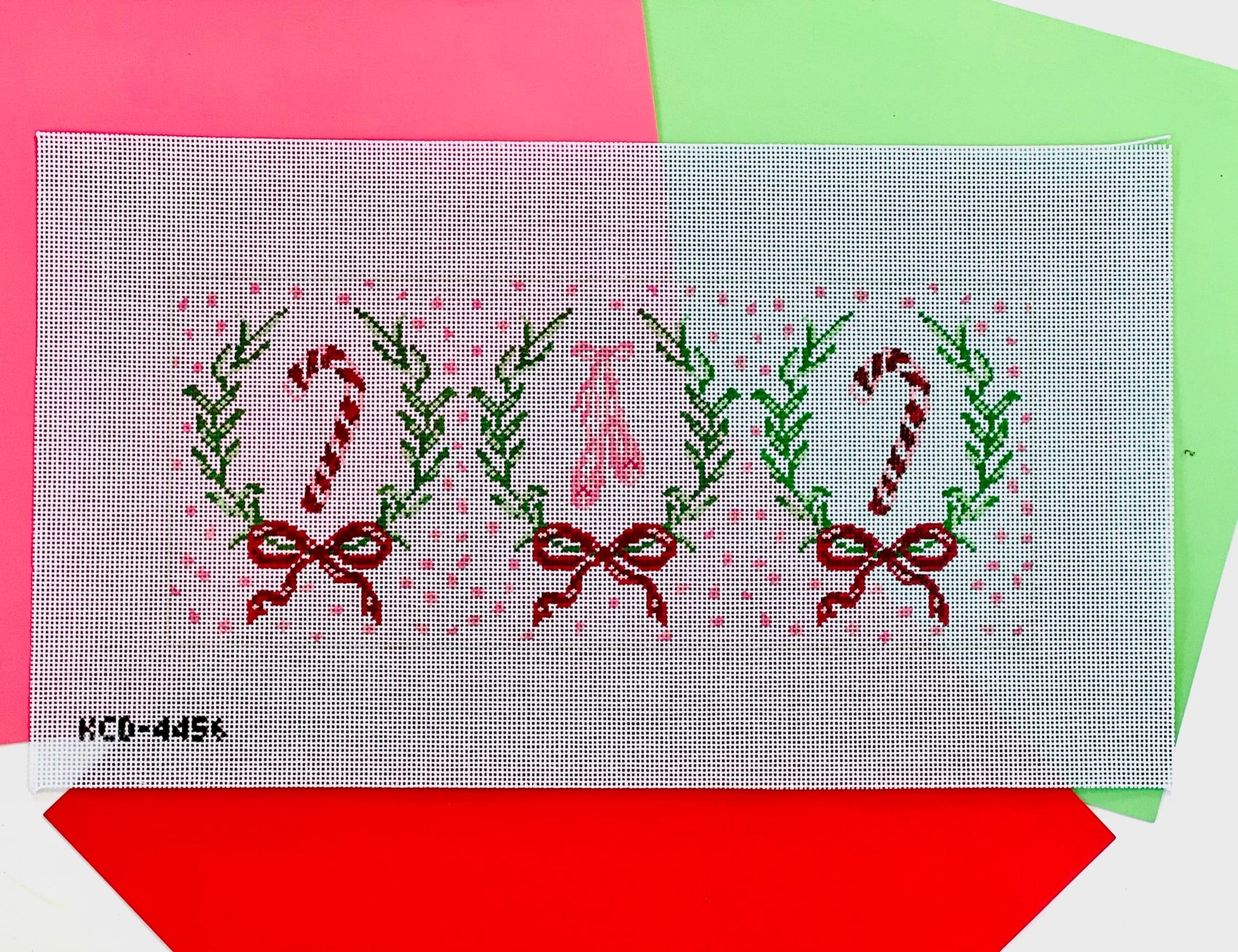 Candy Canes and Ballet Slippers Bolster Pillow August Trunk Show-Needlepoint Canvas-KCN Designers-The Pepper Pot Barrington, IL