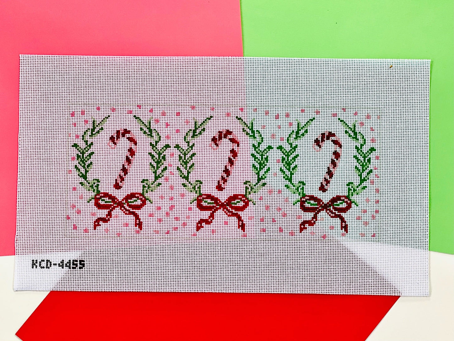 Candy Canes Pillow August Trunk Show-Needlepoint Canvas-KCN Designers-The Pepper Pot Barrington, IL