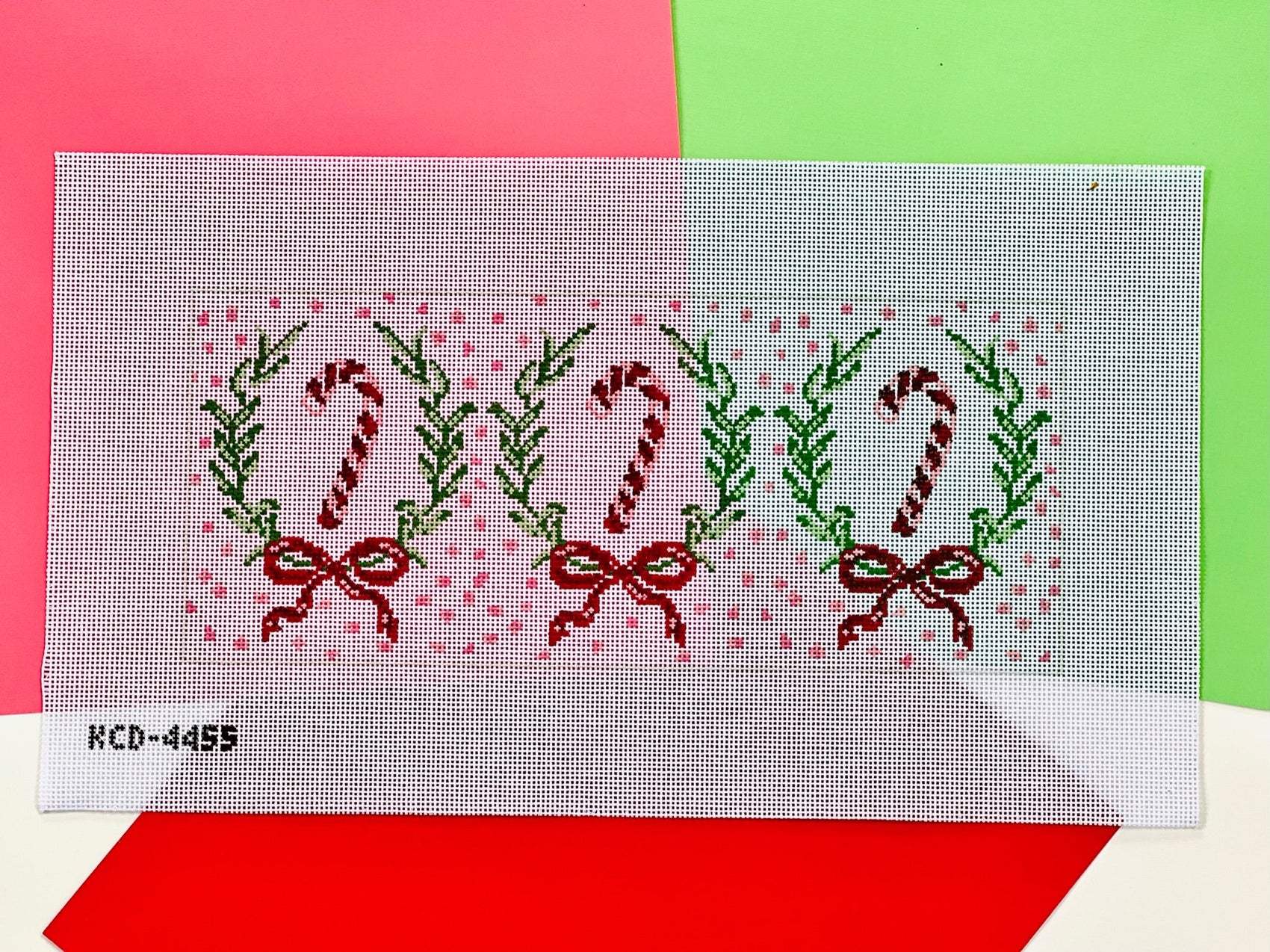 Candy Canes Pillow August Trunk Show-Needlepoint Canvas-KCN Designers-The Pepper Pot Barrington, IL