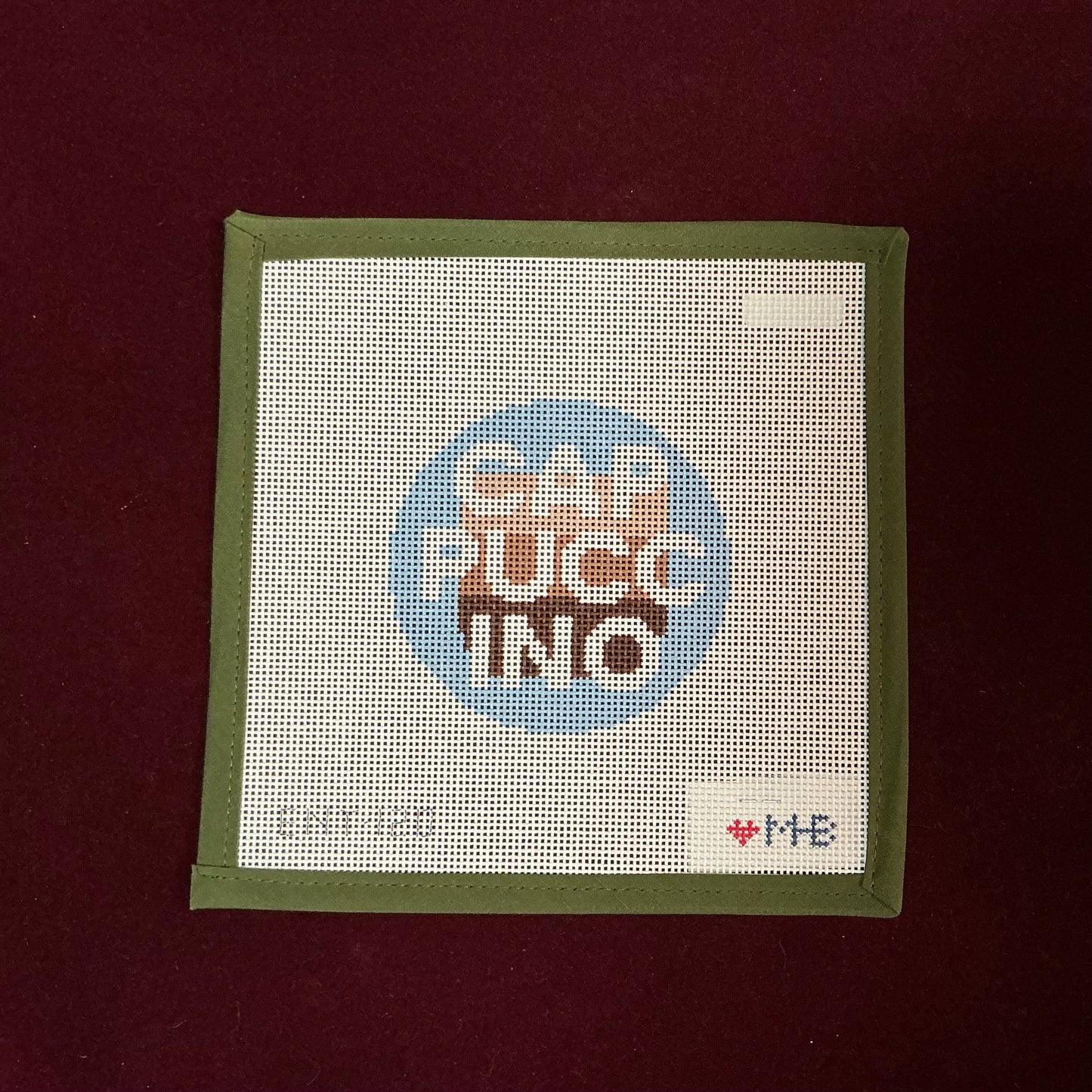 Cappuccino-Needlepoint Canvas-Love MHB-The Pepper Pot Barrington, IL