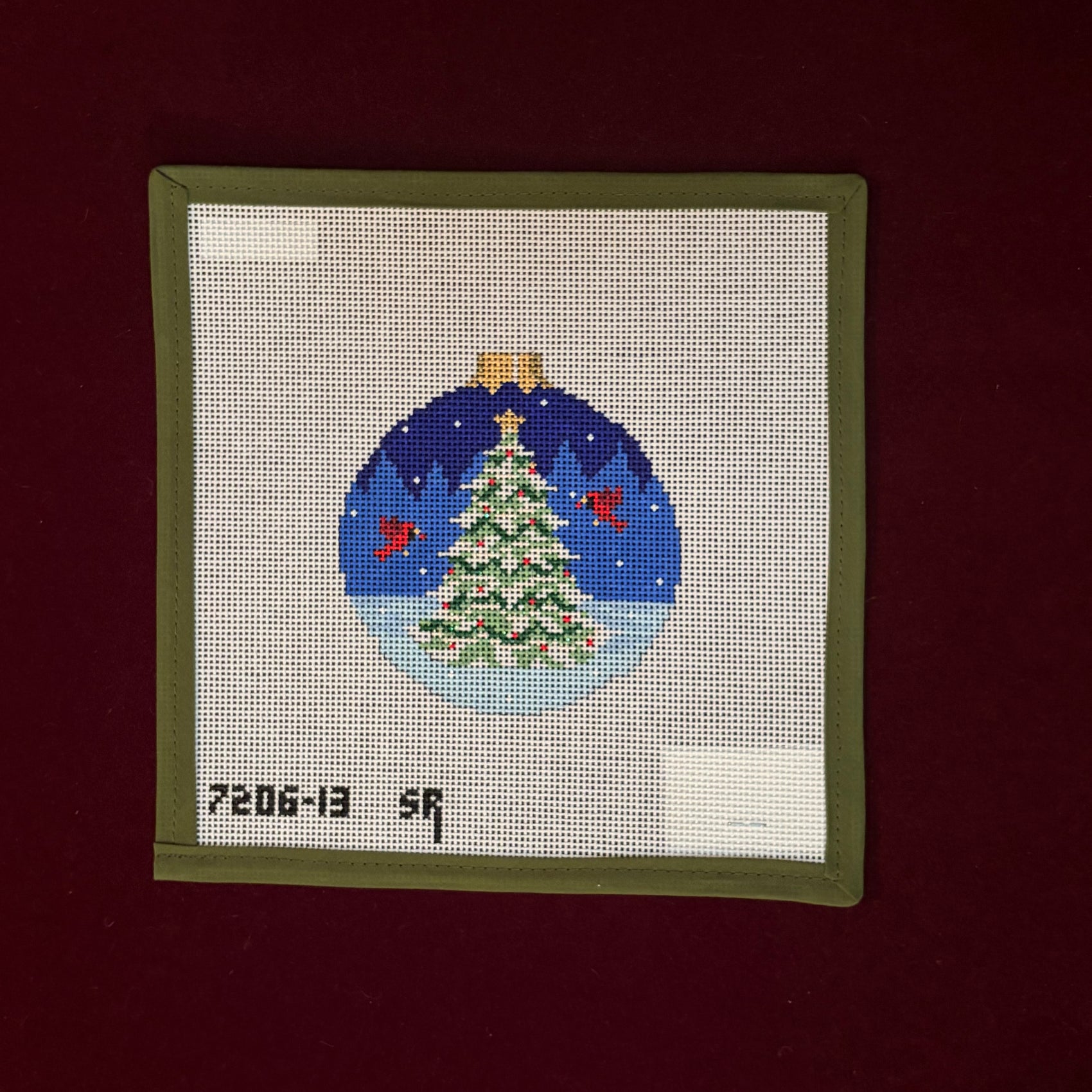Cardinal Tree Round Ornament-Canvas-Susan Roberts-The Pepper Pot