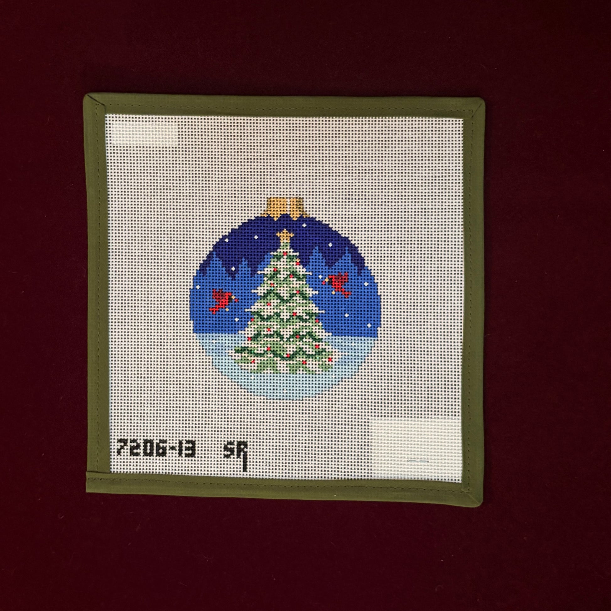 Cardinal Tree Round Ornament-Canvas-Susan Roberts-The Pepper Pot