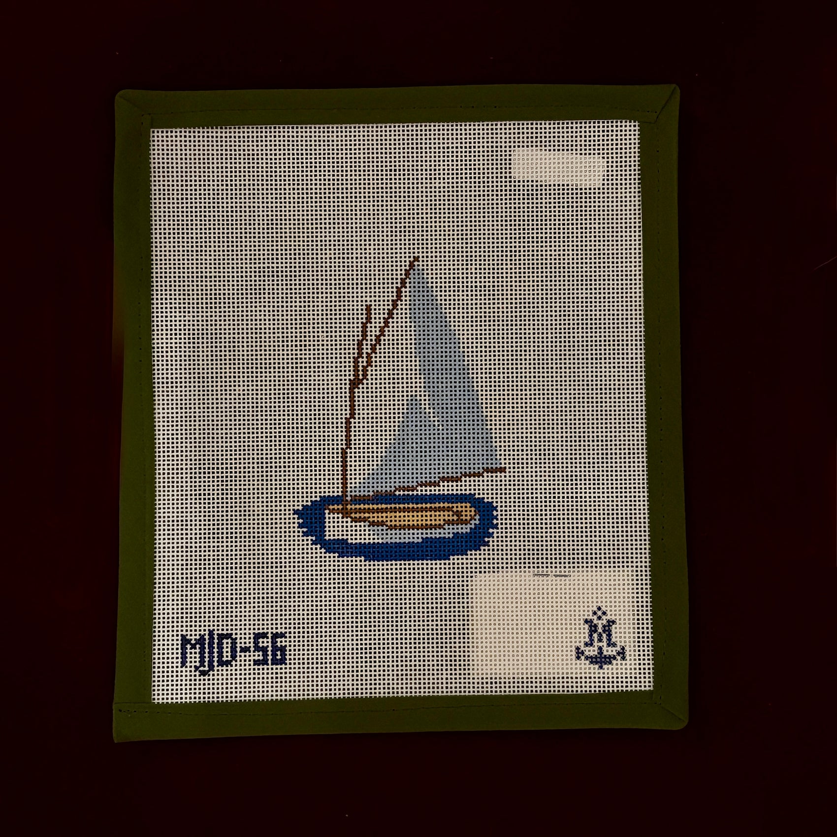 Catboat-Needlepoint Canvas-Morgan Julia Designs-The Pepper Pot Barrington, IL