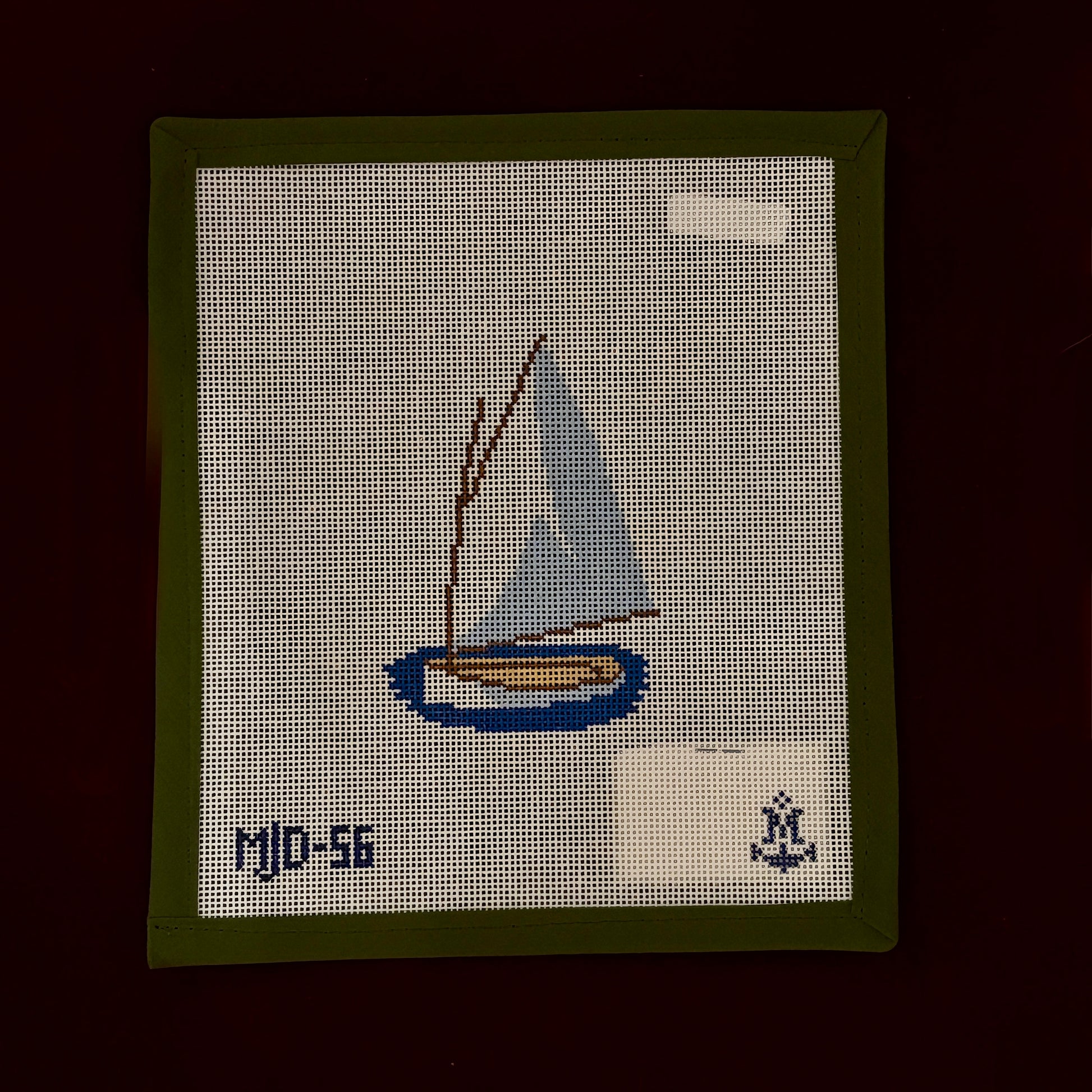 Catboat-Needlepoint Canvas-Morgan Julia Designs-The Pepper Pot Barrington, IL
