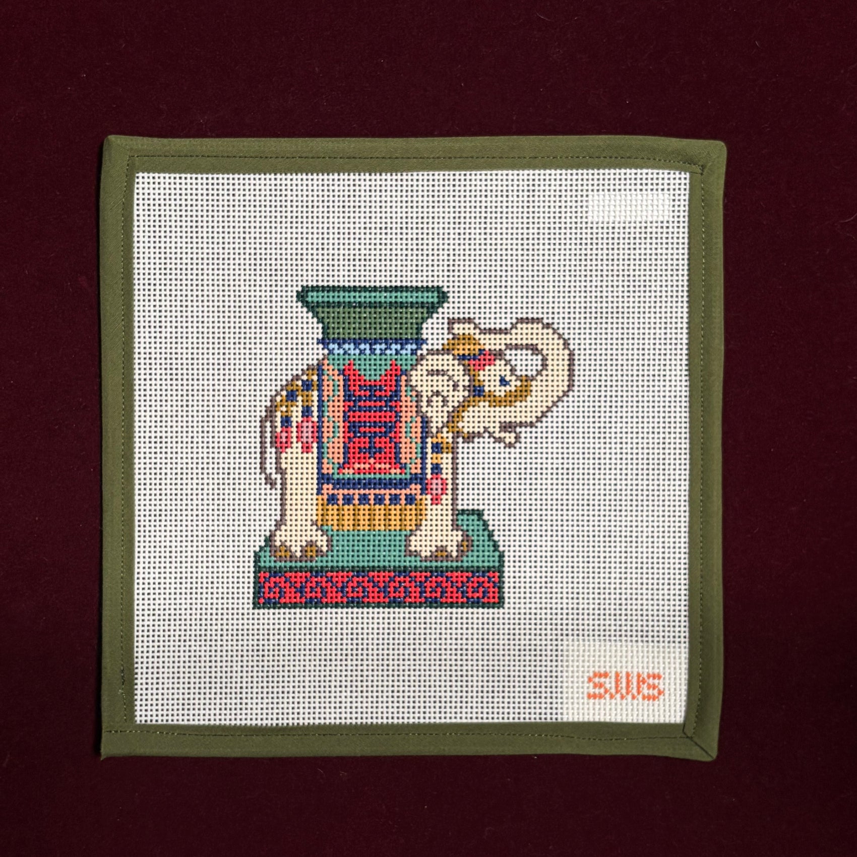 Ceramic Elephant-Canvas-Stitching with Stacey-The Pepper Pot