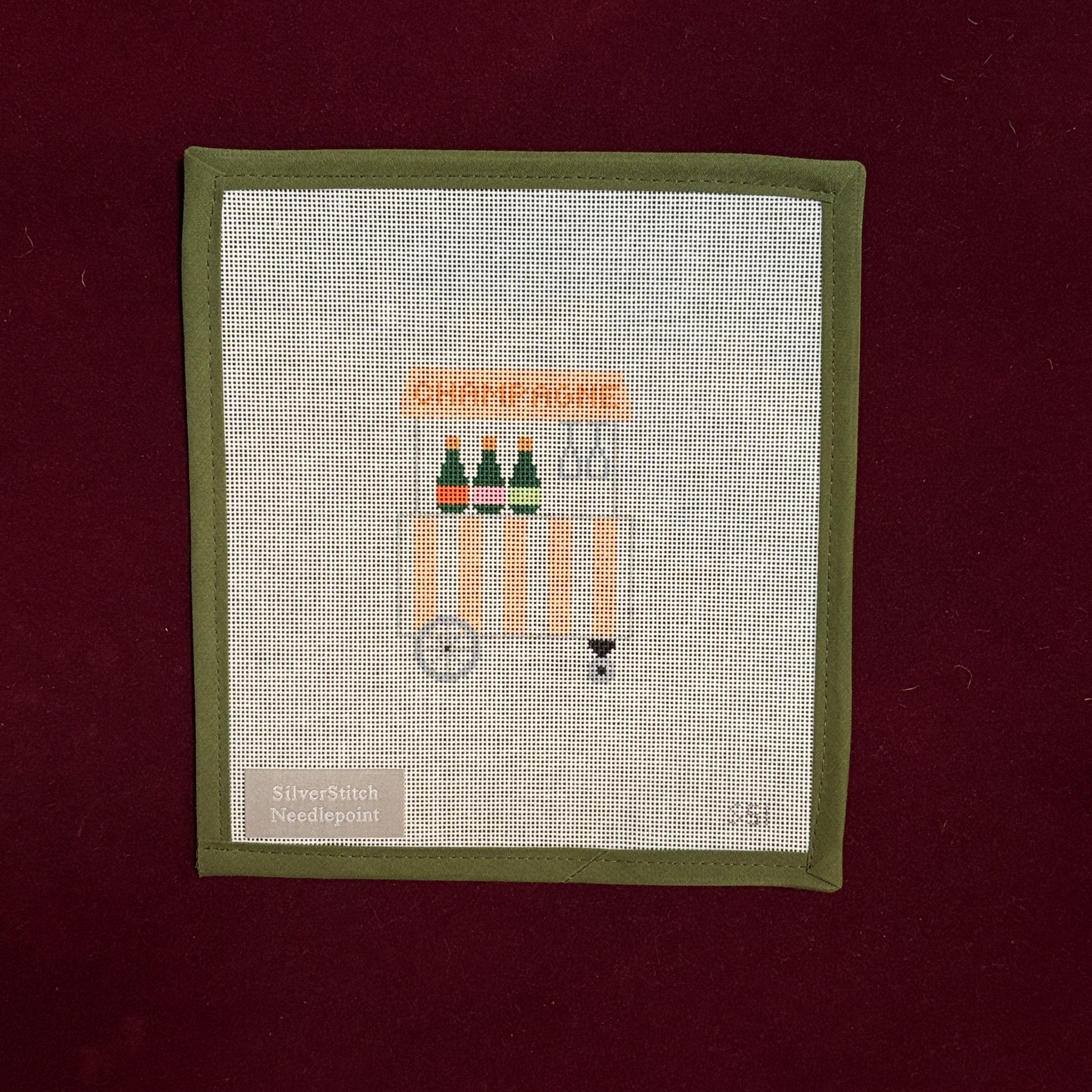 Champagne Cart-Needlepoint Canvas-Silverstitch Needlepoint-The Pepper Pot Barrington, IL