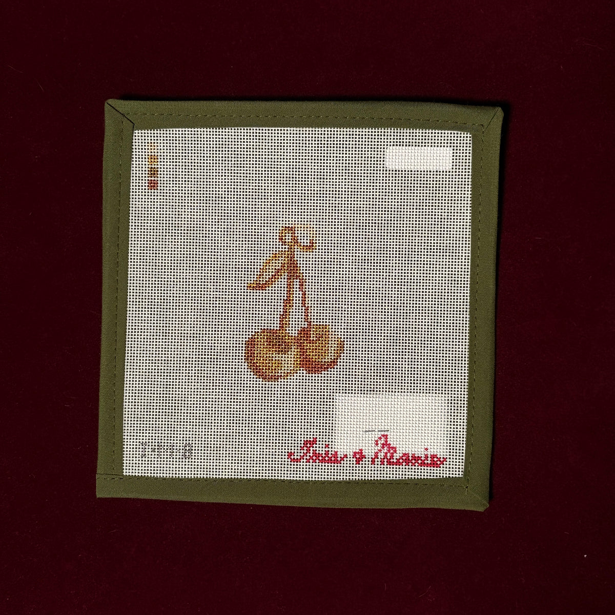 Cherries Charm-Needlepoint Canvas-Morgan Julia Designs-The Pepper Pot Barrington, IL