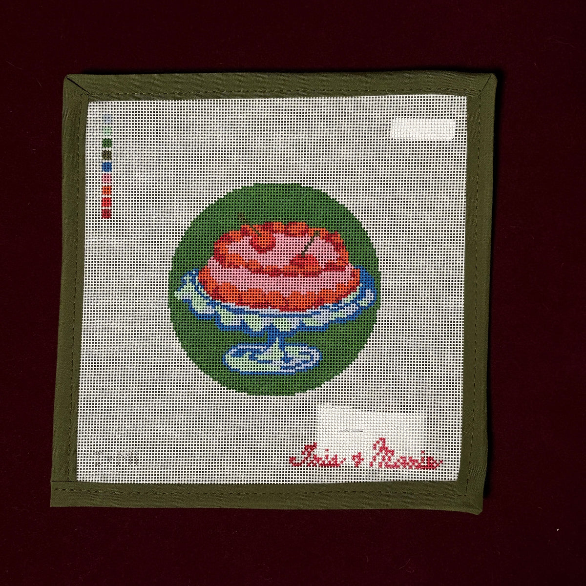 Cherry Cake-Needlepoint Canvas-Morgan Julia Designs-The Pepper Pot Barrington, IL