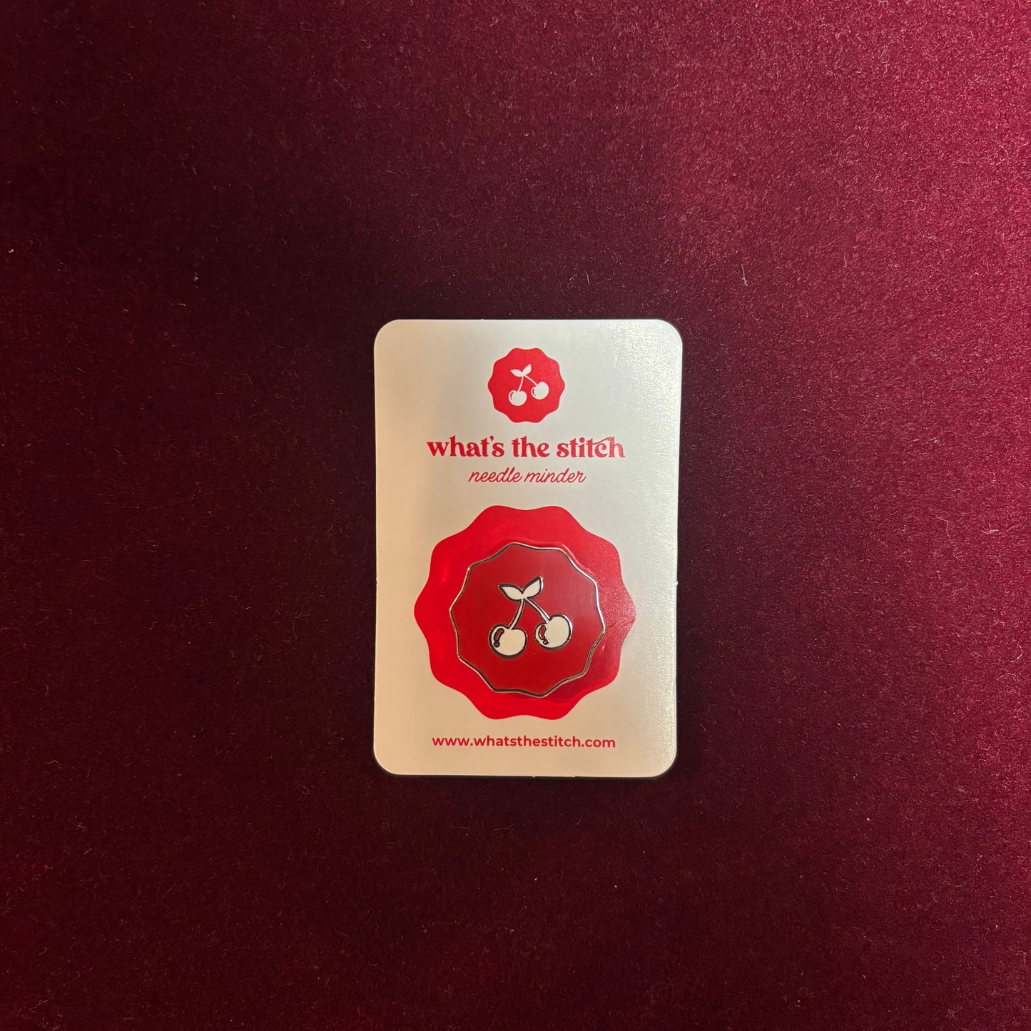 Cherry Emblem Needle Minder-Accessories-What's The Stitch-Magnetic Needle Minder-The Pepper Pot-Barrington IL