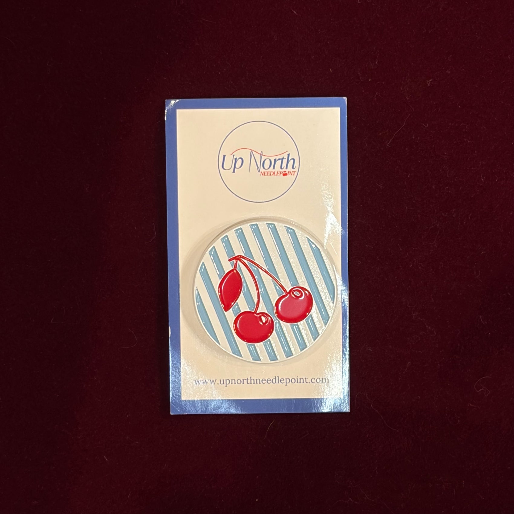 Cherry Needle Minder-Needle Minder-Up North Needlepoint-Blue Stripe-The Pepper Pot