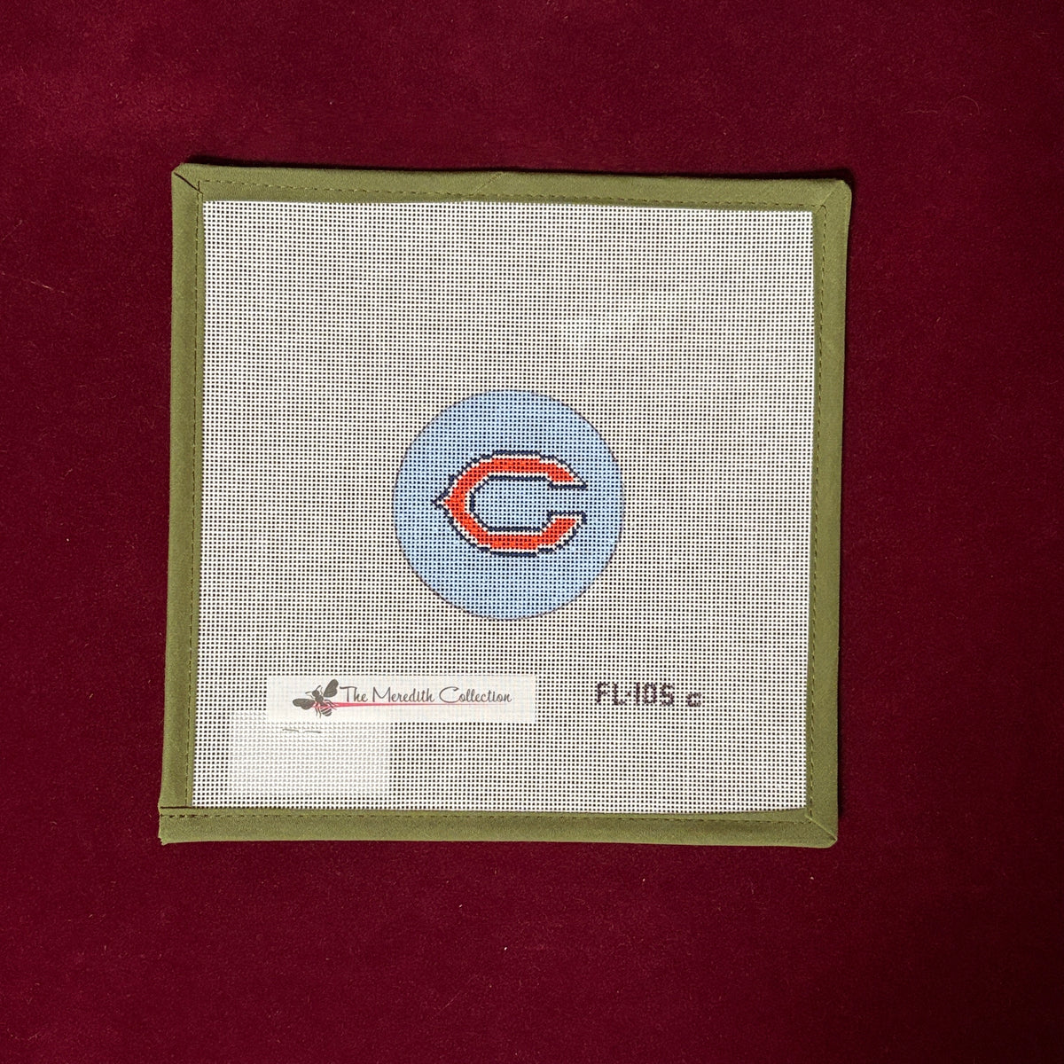 Chicago Bears Mini Round-Needlepoint Canvas-The Meredith Collection-The Pepper Pot Barrington, IL