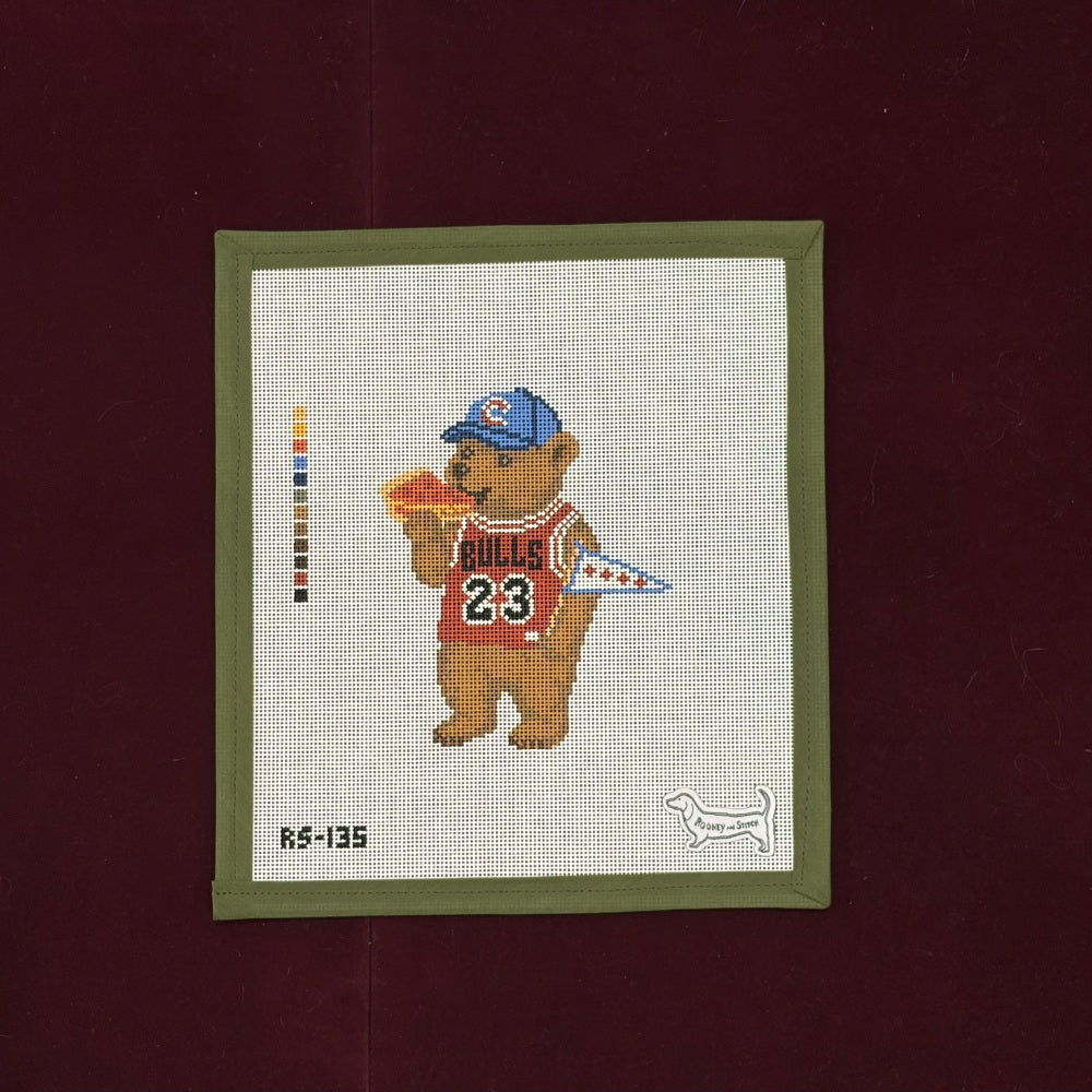Chicago Cub-Needlepoint Canvas-Atlantic Blue Canvas-The Pepper Pot Barrington, IL