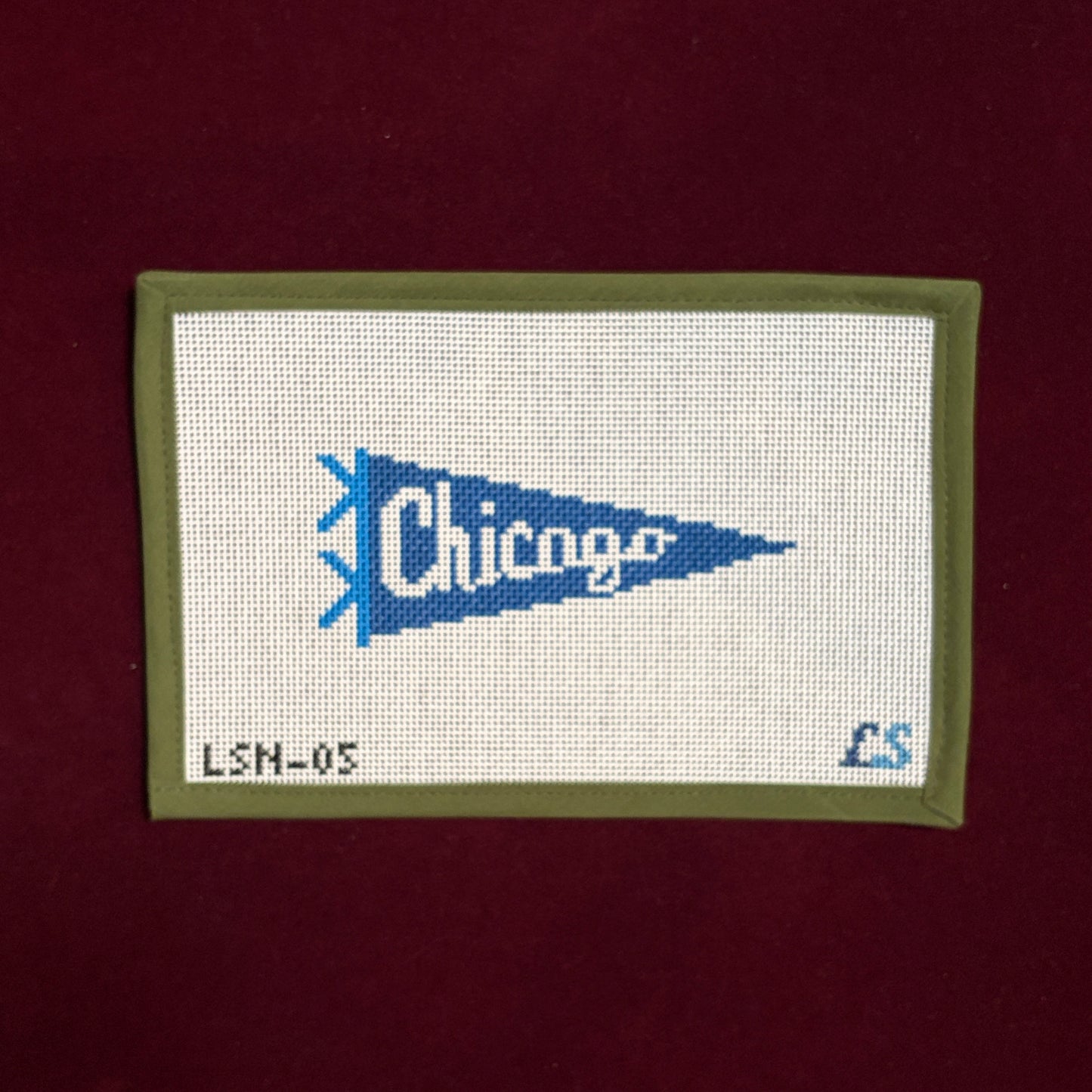 Chicago Pennant Flag-Needlepoint Canvas-Lake Shore Needlepoint-The Pepper Pot Barrington, IL
