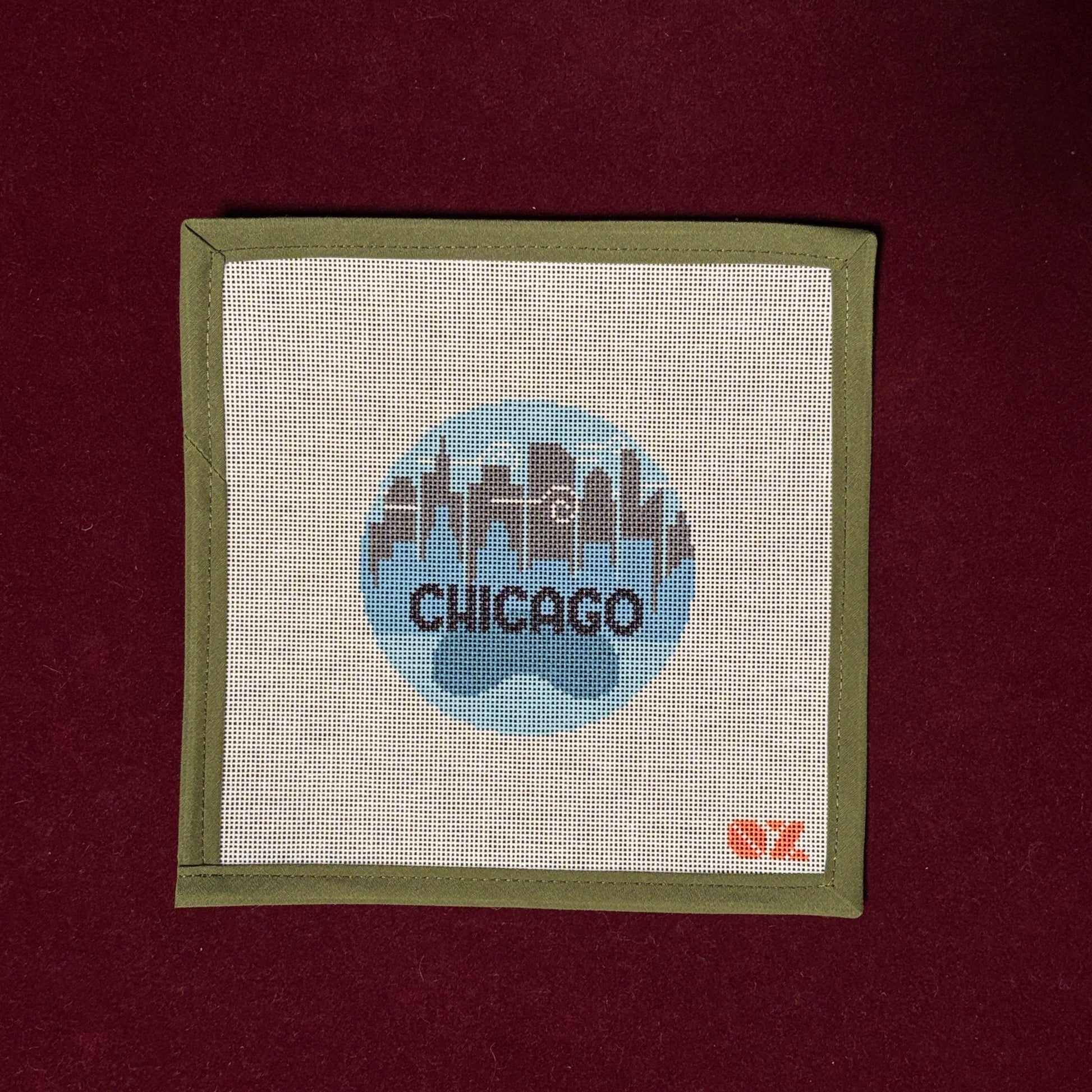 Chicago Retro Travel Ornament-Needlepoint Canvas-Oz Needle and Thread-The Pepper Pot Barrington, IL