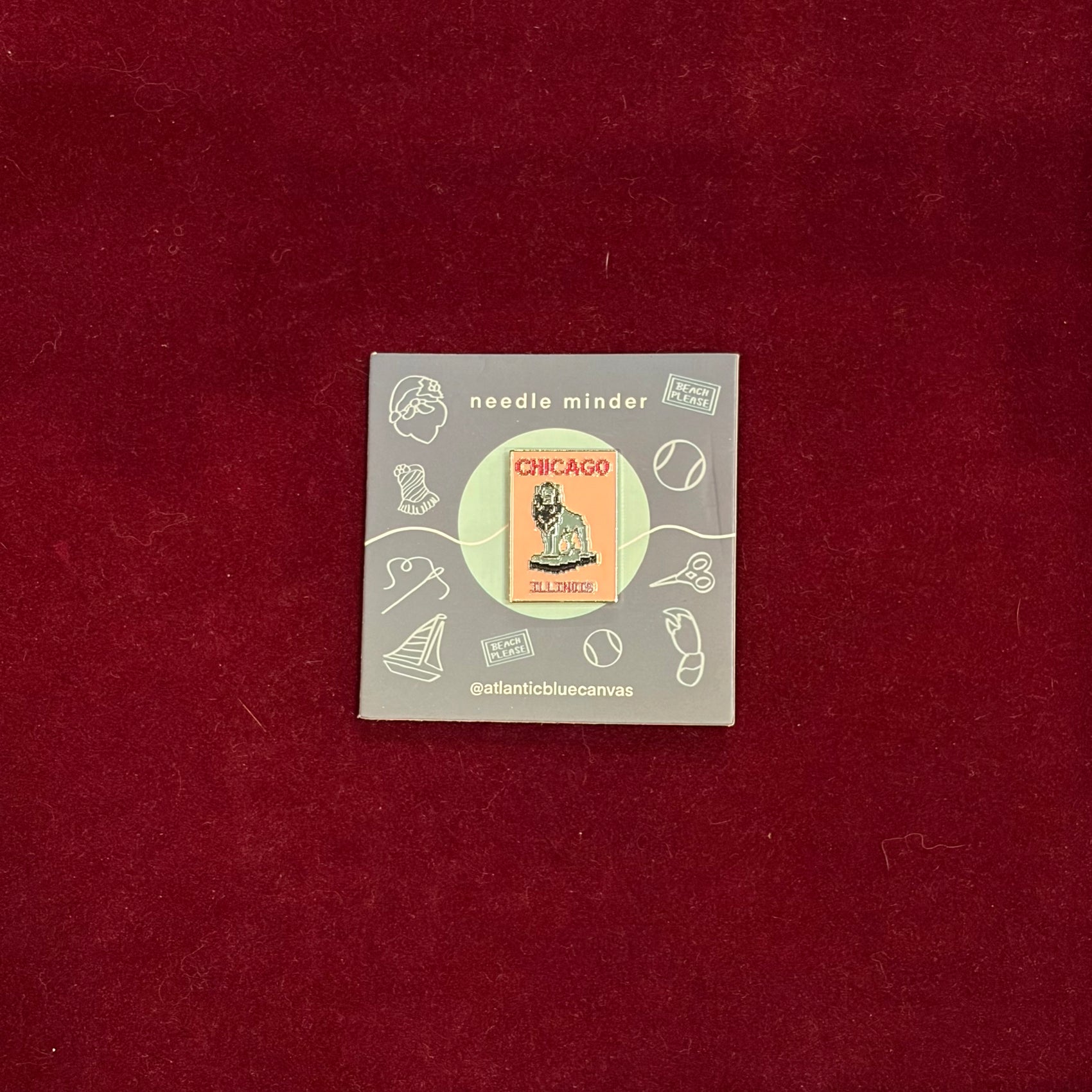 Chicago Travel Book Needle Minder-Needle Minder-Atlantic Blue Canvas-The Pepper Pot