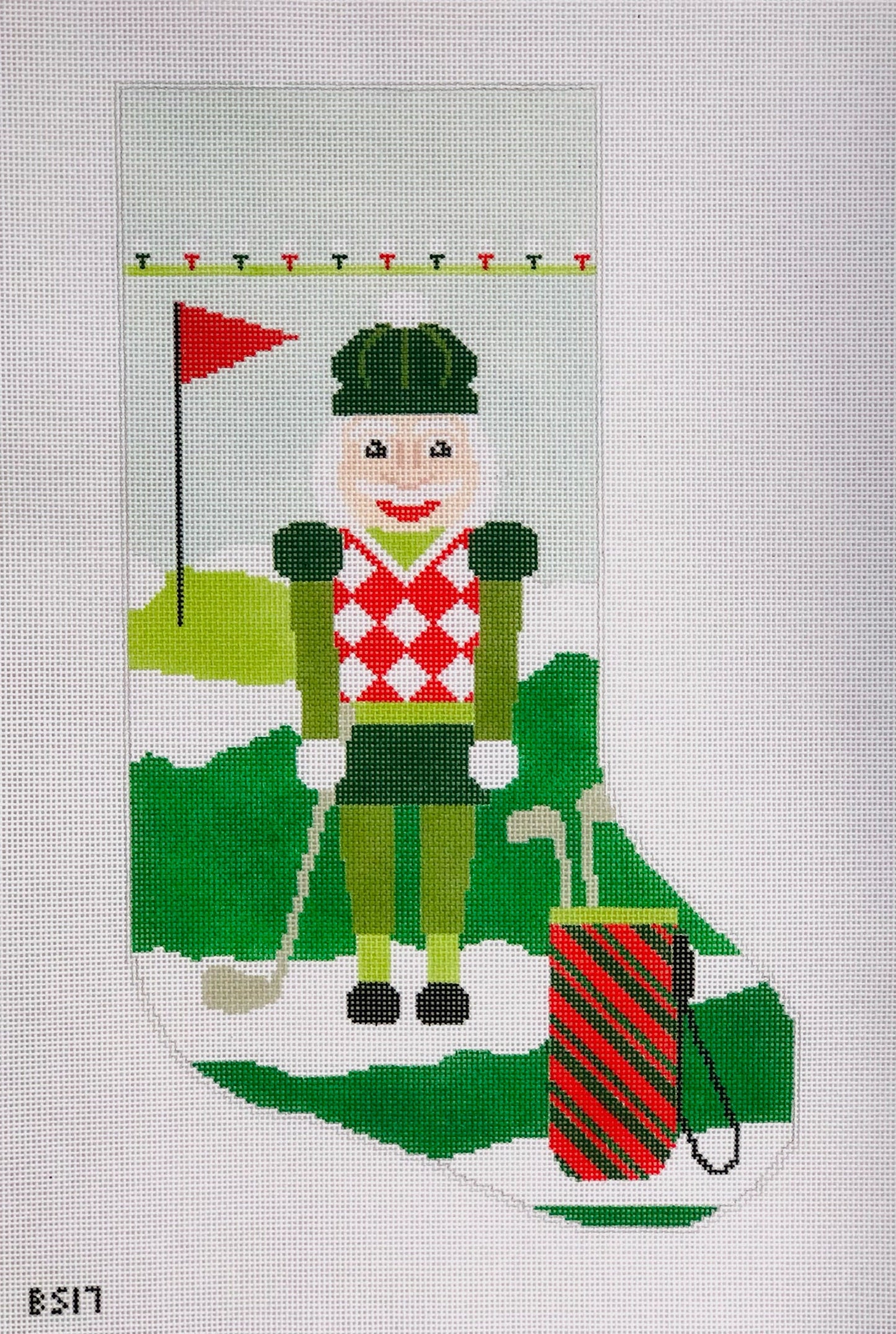 Christmas Birdie Bauble Stocking Canvas August Trunk Show-Needlepoint Canvas-KCN Designers-The Pepper Pot Barrington, IL