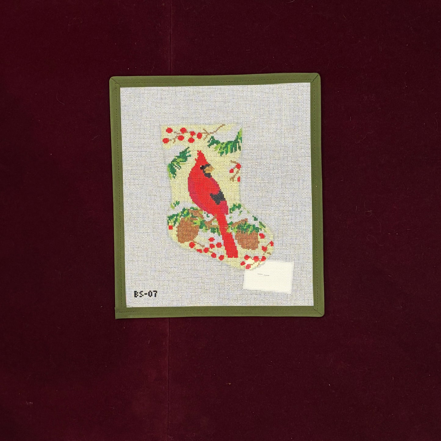Christmas Cardinal Ornament Sized Stocking Canvas-Canvas-KCN Designers-The Pepper Pot