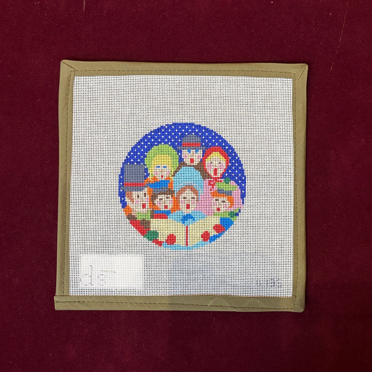 Christmas Carolers Round-Needlepoint Canvas-Doolittle Stitchery-The Pepper Pot Barrington, IL