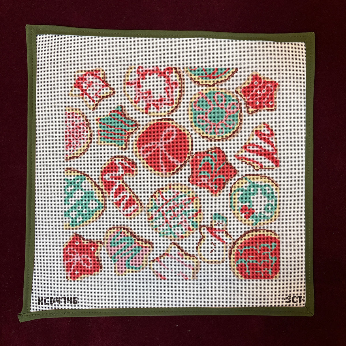 Christmas Cookie Tray-Needlepoint Canvas-KCN Designers-The Pepper Pot Barrington, IL