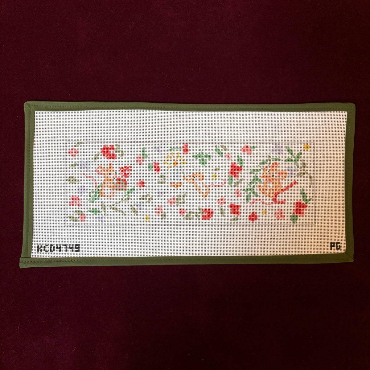 Christmas Mouse Bolster-Needlepoint Canvas-KCN Designers-The Pepper Pot Barrington, IL