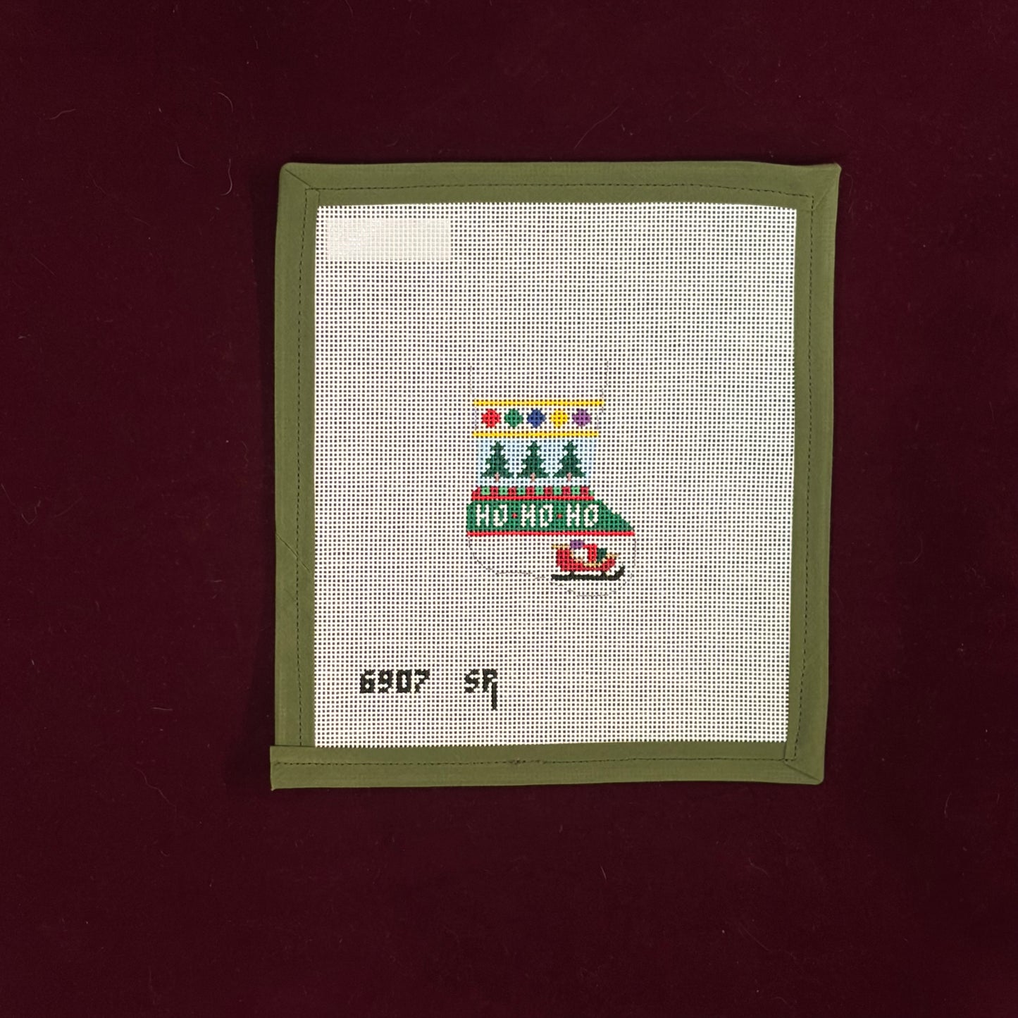 Christmas Tree Stripe Stocking Ornament-Canvas-Susan Roberts Needlepoint-The Pepper Pot