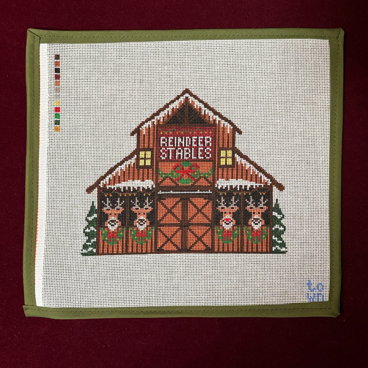 Christmas Village Reindeer Stables-Needlepoint Canvas-Town Stitch-The Pepper Pot Barrington, IL