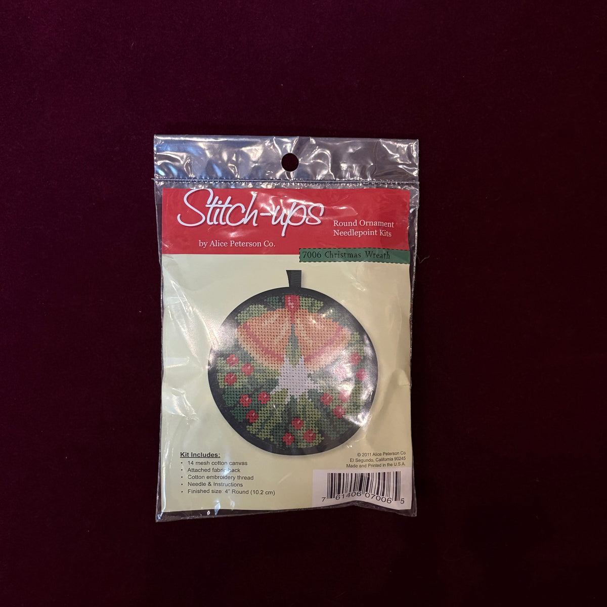 Christmas Wreath-Needlepoint Canvas-Alice Peterson Company-The Pepper Pot Barrington, IL