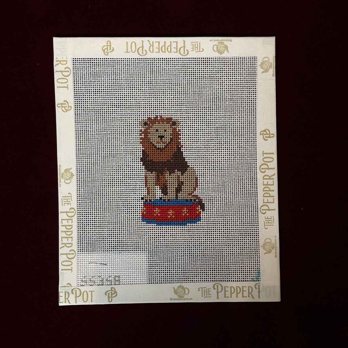 Circus Lion-Needlepoint Canvas-Stitch Style-The Pepper Pot Barrington, IL
