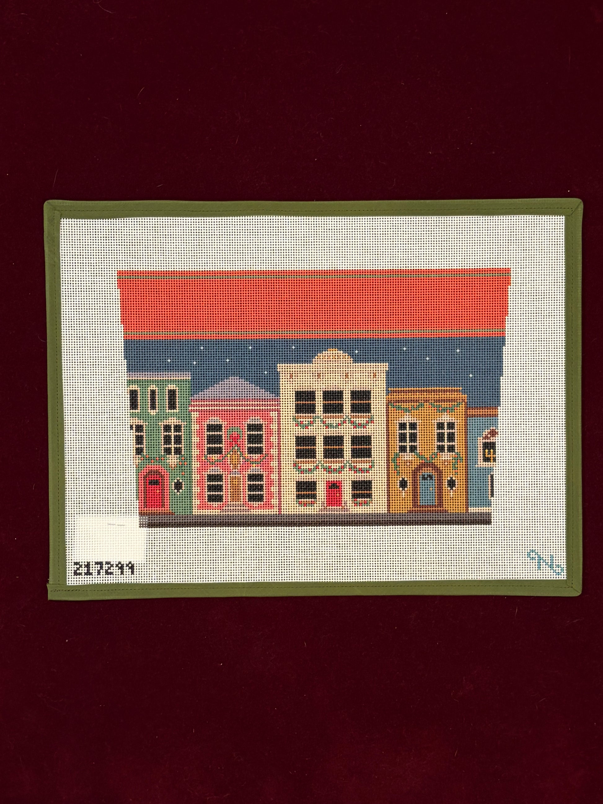 City Christmas - Stocking Cuff-Canvas-Needlepaint-The Pepper Pot