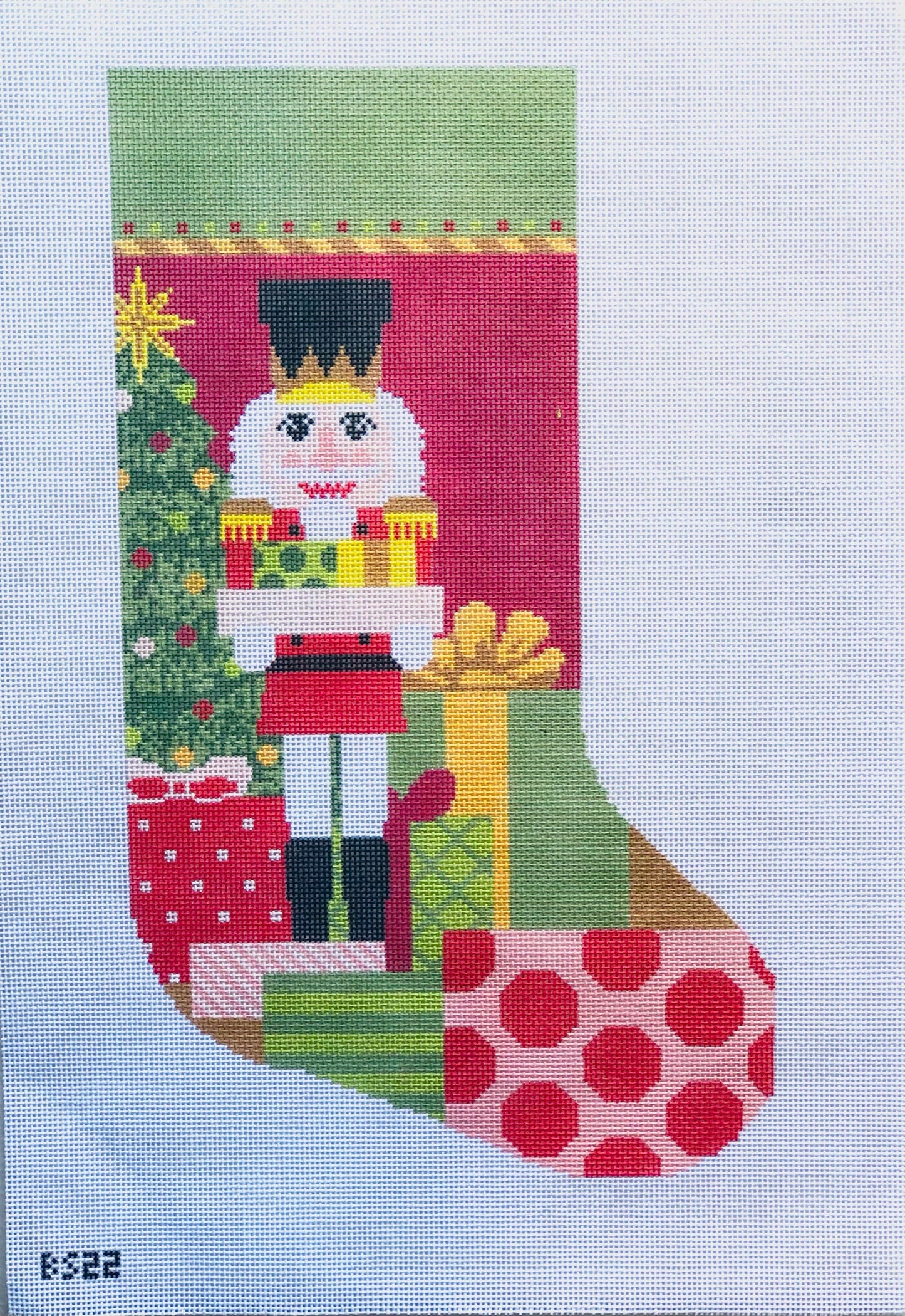 Classic Nutcracker Ornament Sized Stocking Canvas August Trunk Show-Needlepoint Canvas-KCN Designers-The Pepper Pot Barrington, IL