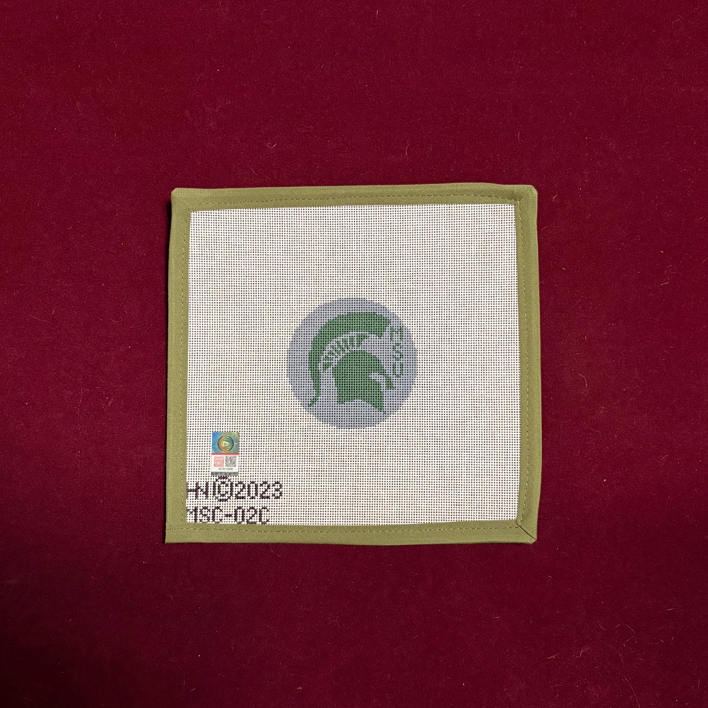 Collegiate Series 3" Round Michigan State-Canvas-Hedgie Needlepoint Wholesale-The Pepper Pot